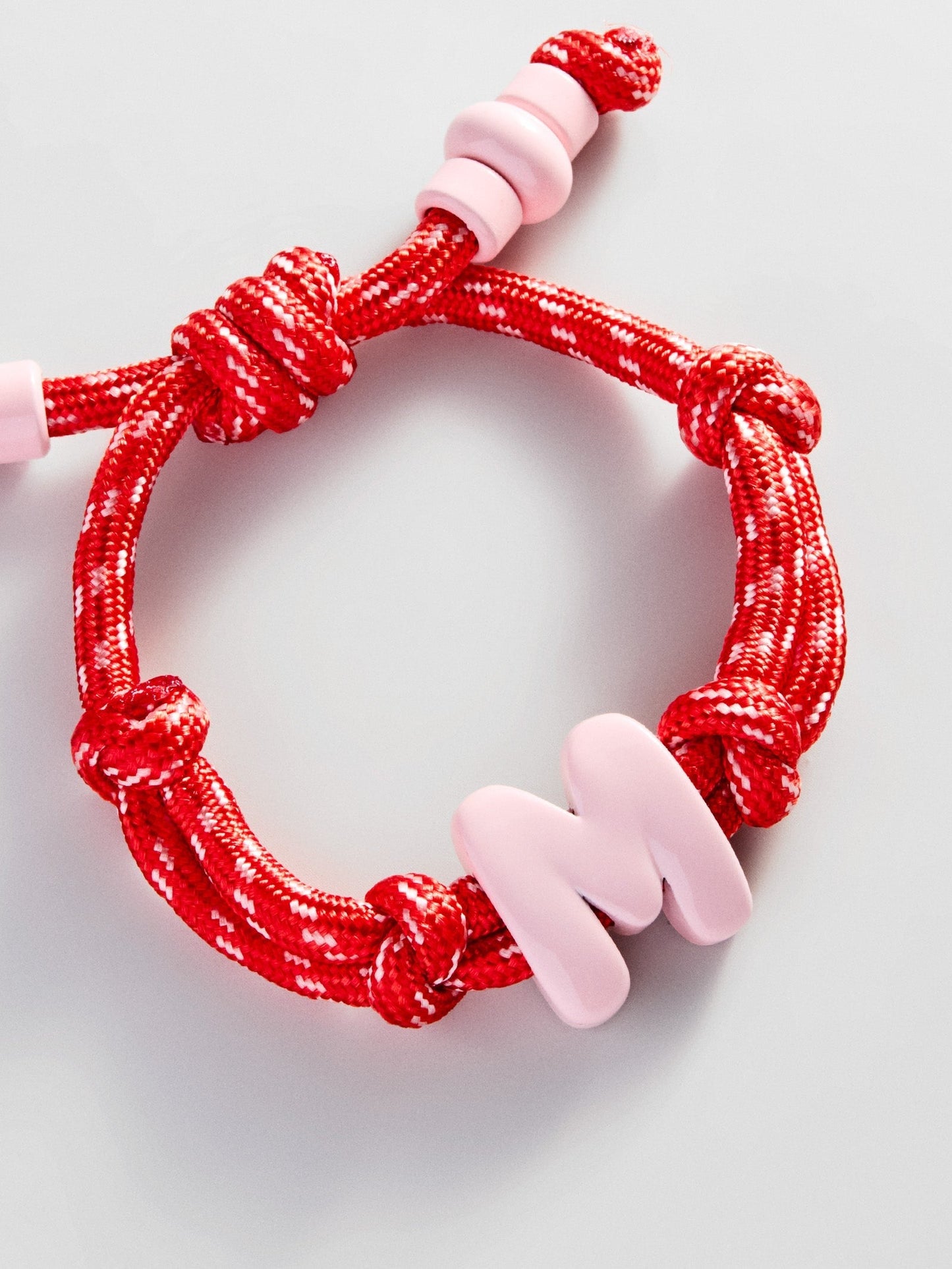 Knotty Enamel Initial Custom Bracelet - Red/Pink Single Letter