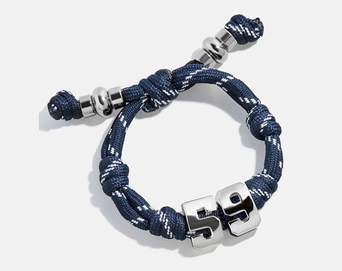 Knotty Varsity Number Custom Bracelet - Navy Double Digit