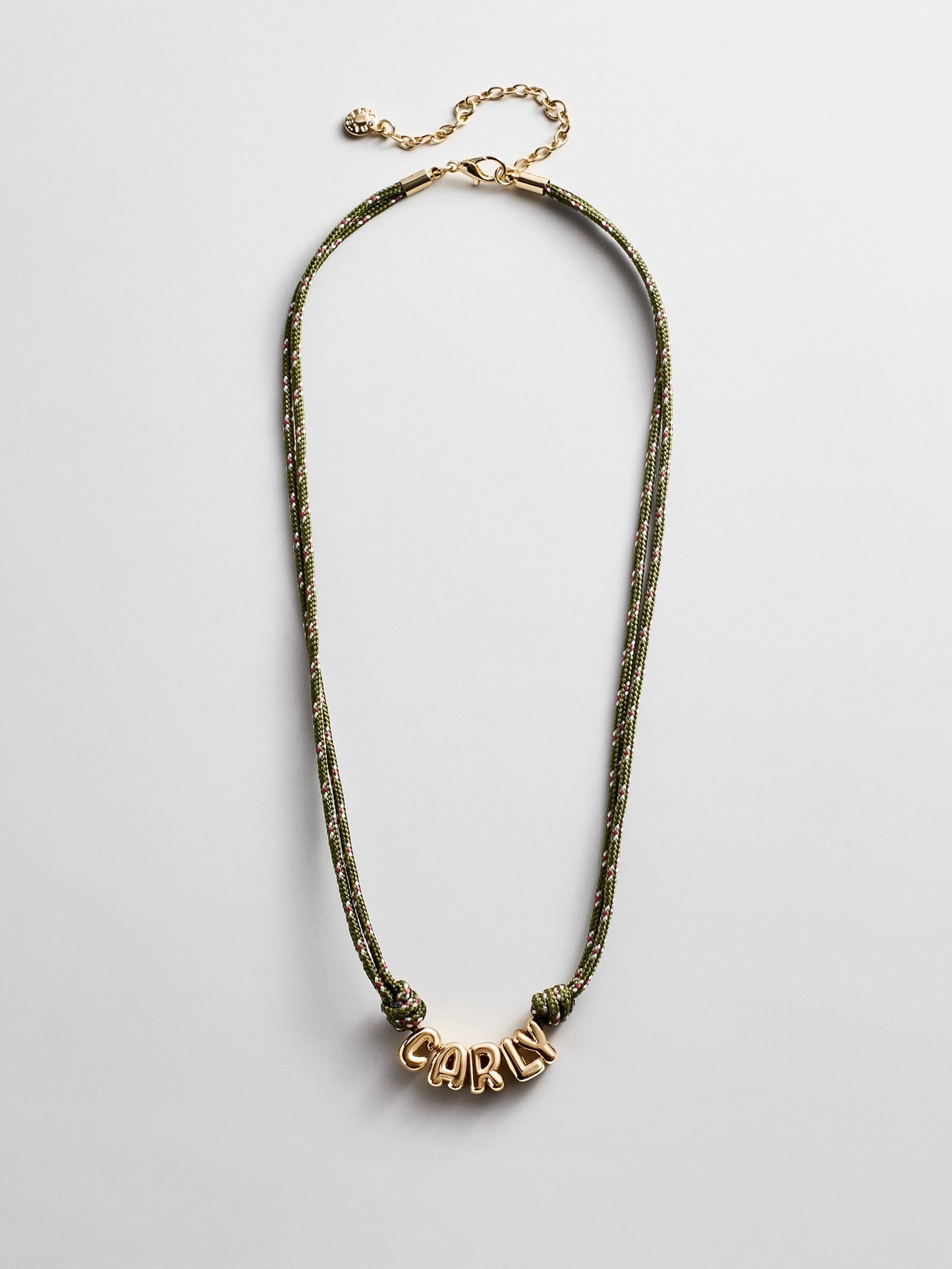 Bubble Letter Custom Paracord Necklace - Dark Green