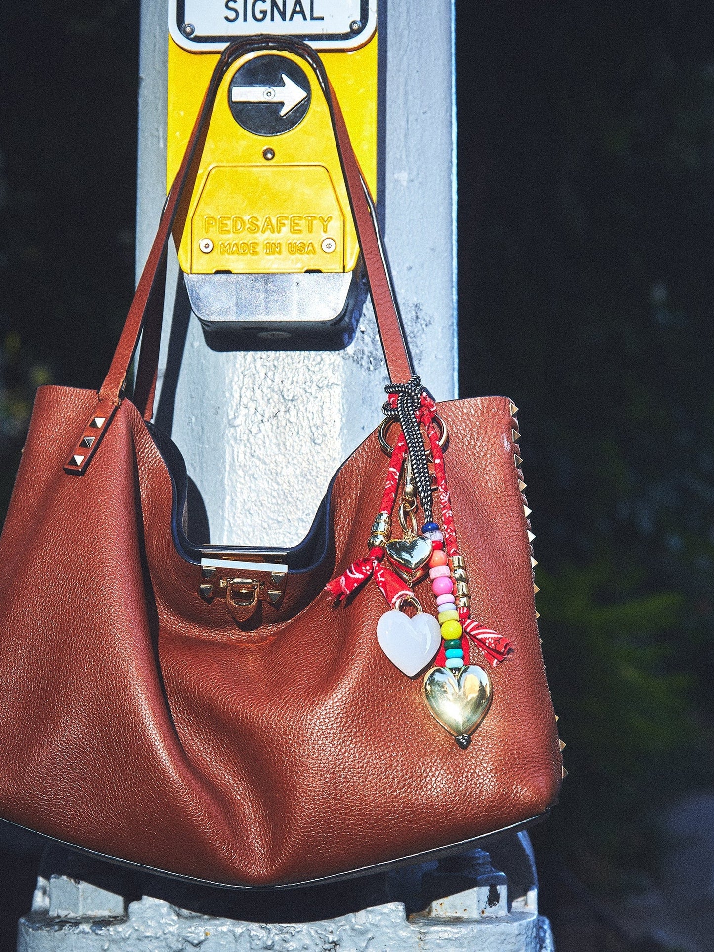 Braided Bandana Bag Charm - Red