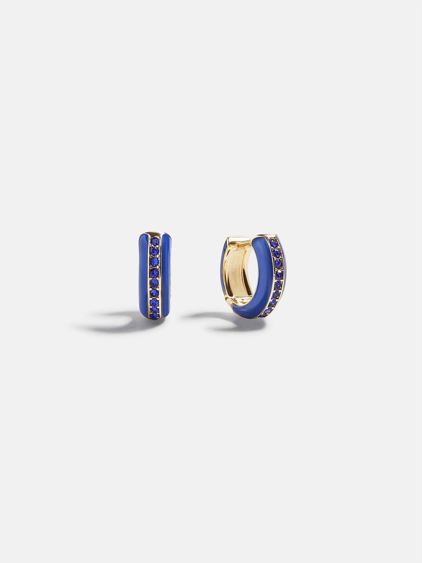 Game Day Enamel Huggie Earrings - Blue