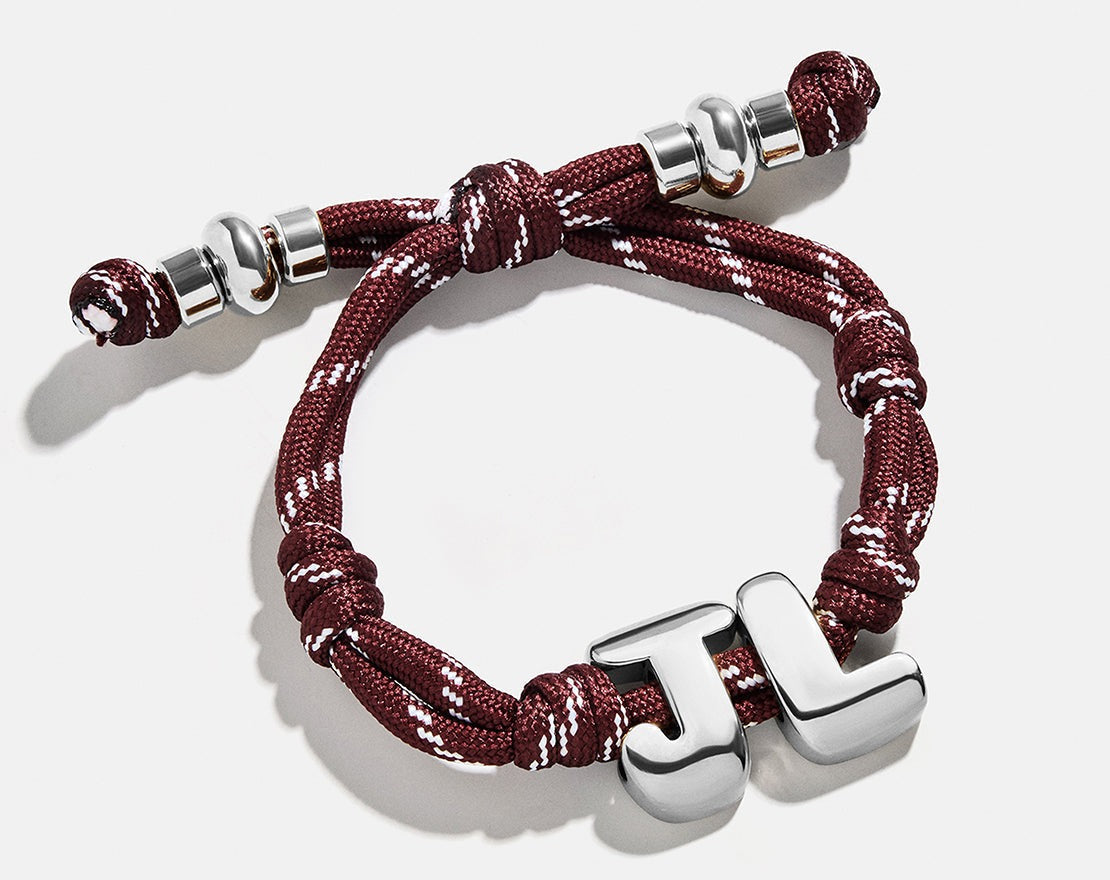 Knotty Initial Custom Bracelet - Maroon Double Letters
