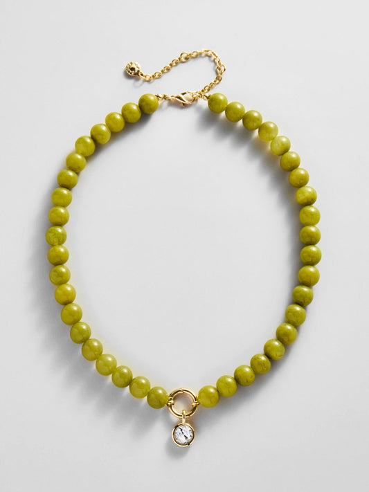 Janette Beaded Ring Necklace - Olive