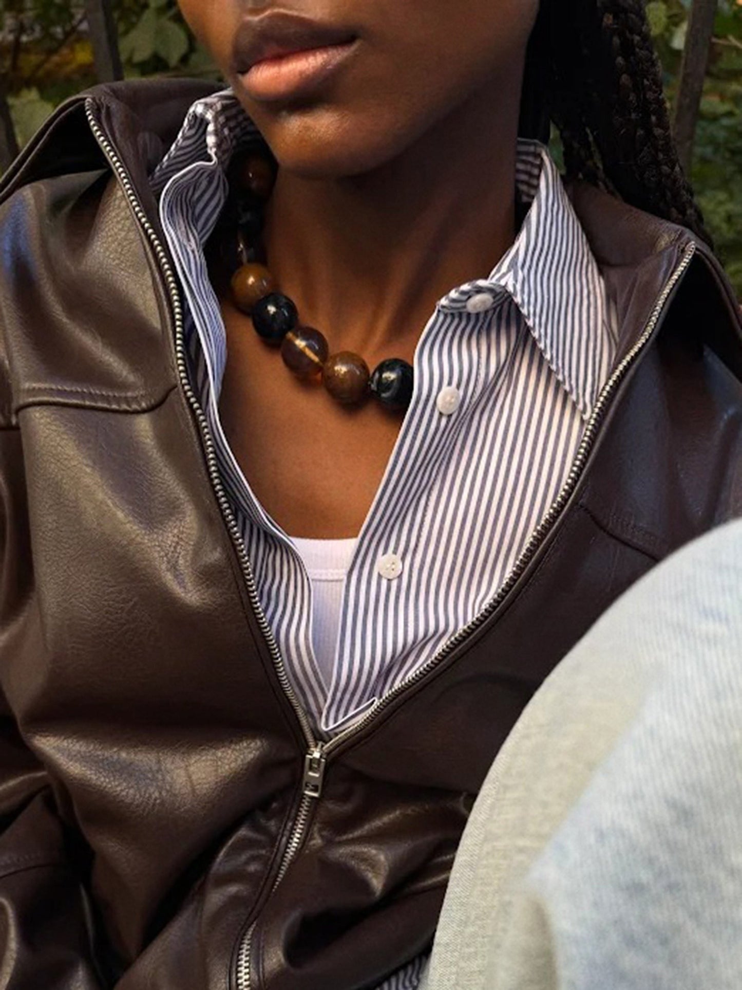 Jane Beaded Necklace - Brown/Black Multi Bead