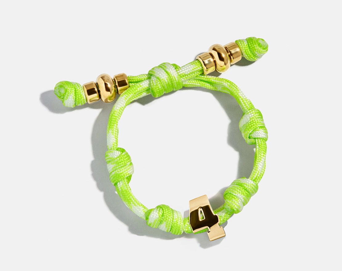 Knotty Varsity Number Custom Bracelet - Lime Green Single Digit