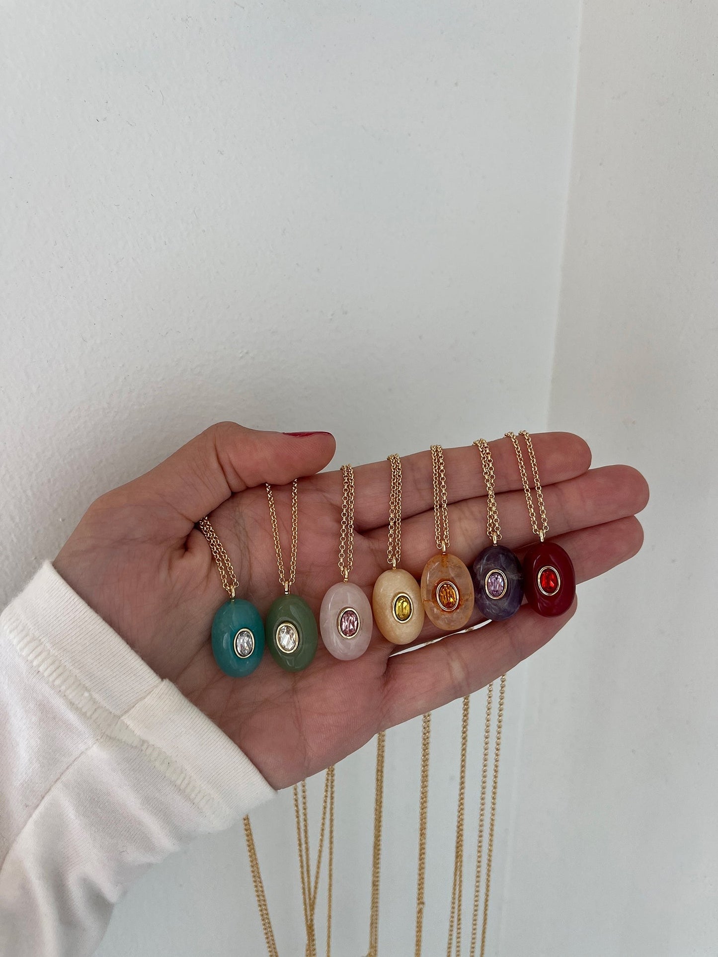 Aura Semi-Precious Pendant Necklace - Red Jasper