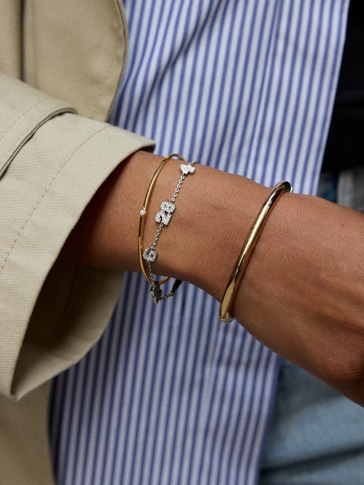 Varsity Number Custom Bracelet - Four Silver Stations