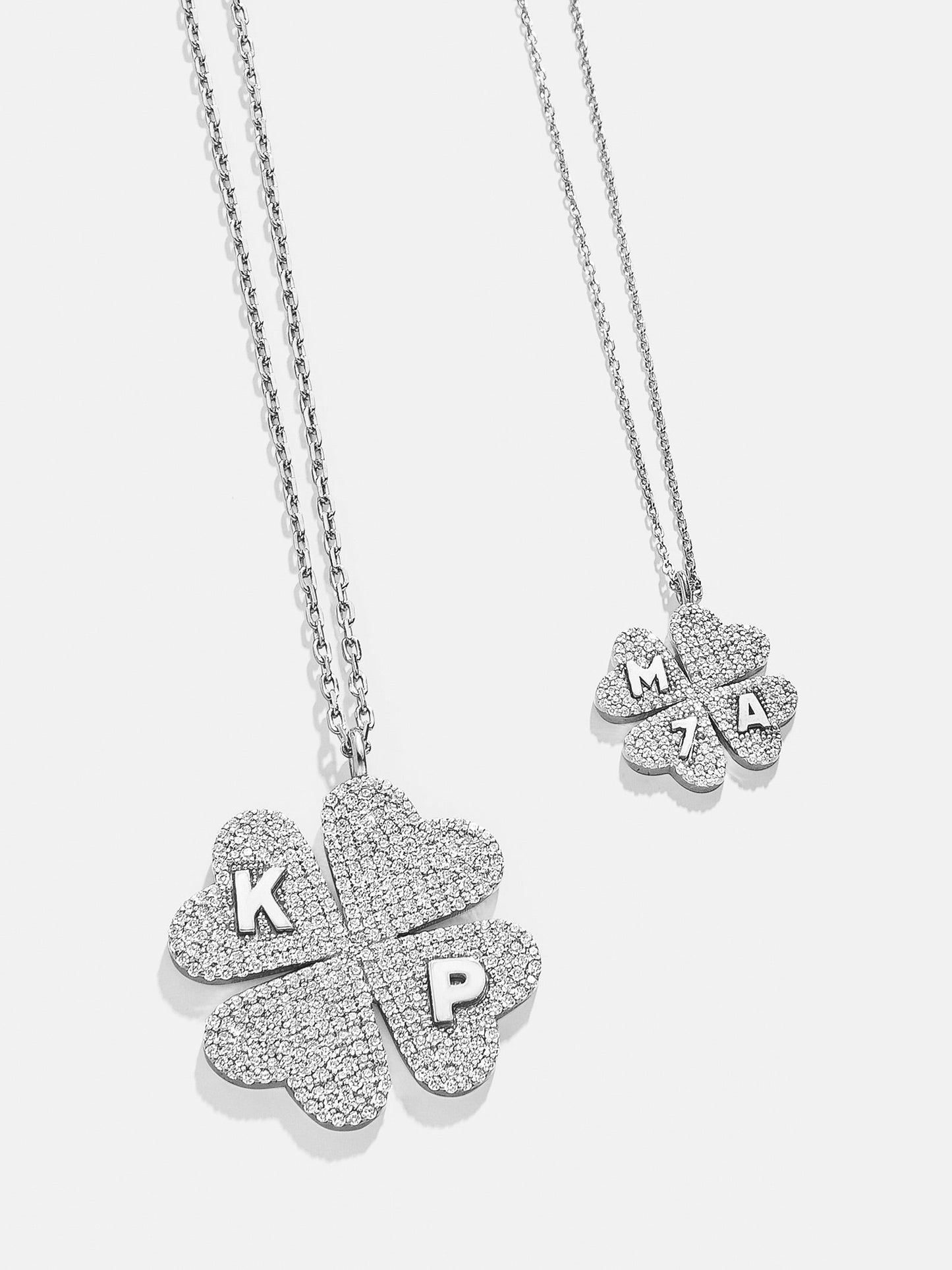 Clover Sterling Silver Custom Pendant Necklace - Sterling Silver. Pavé Cubic Zirconia Stones