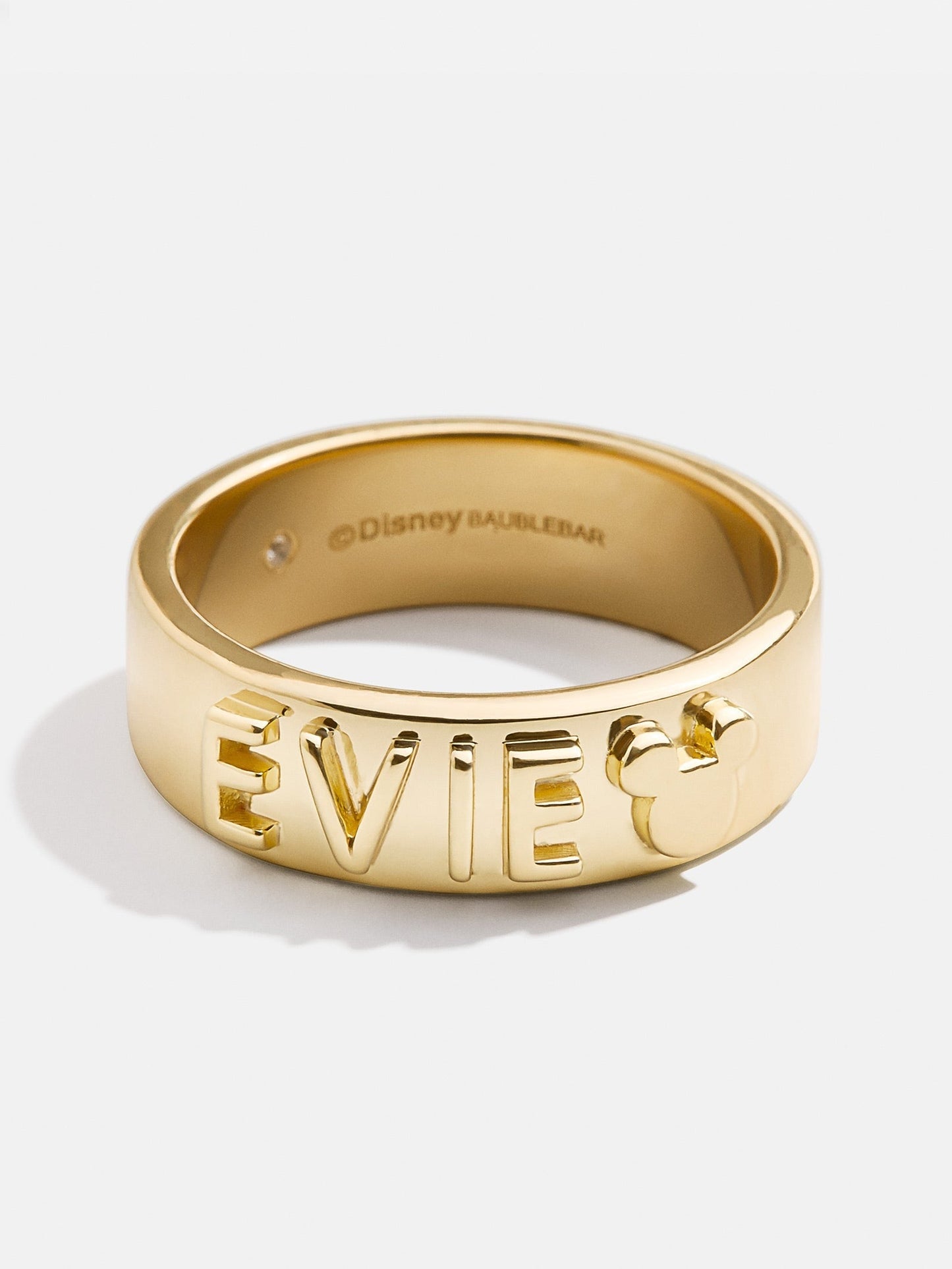 Disney 14K Gold Plated Sterling Silver Custom Block Ring - Gold/Pavé