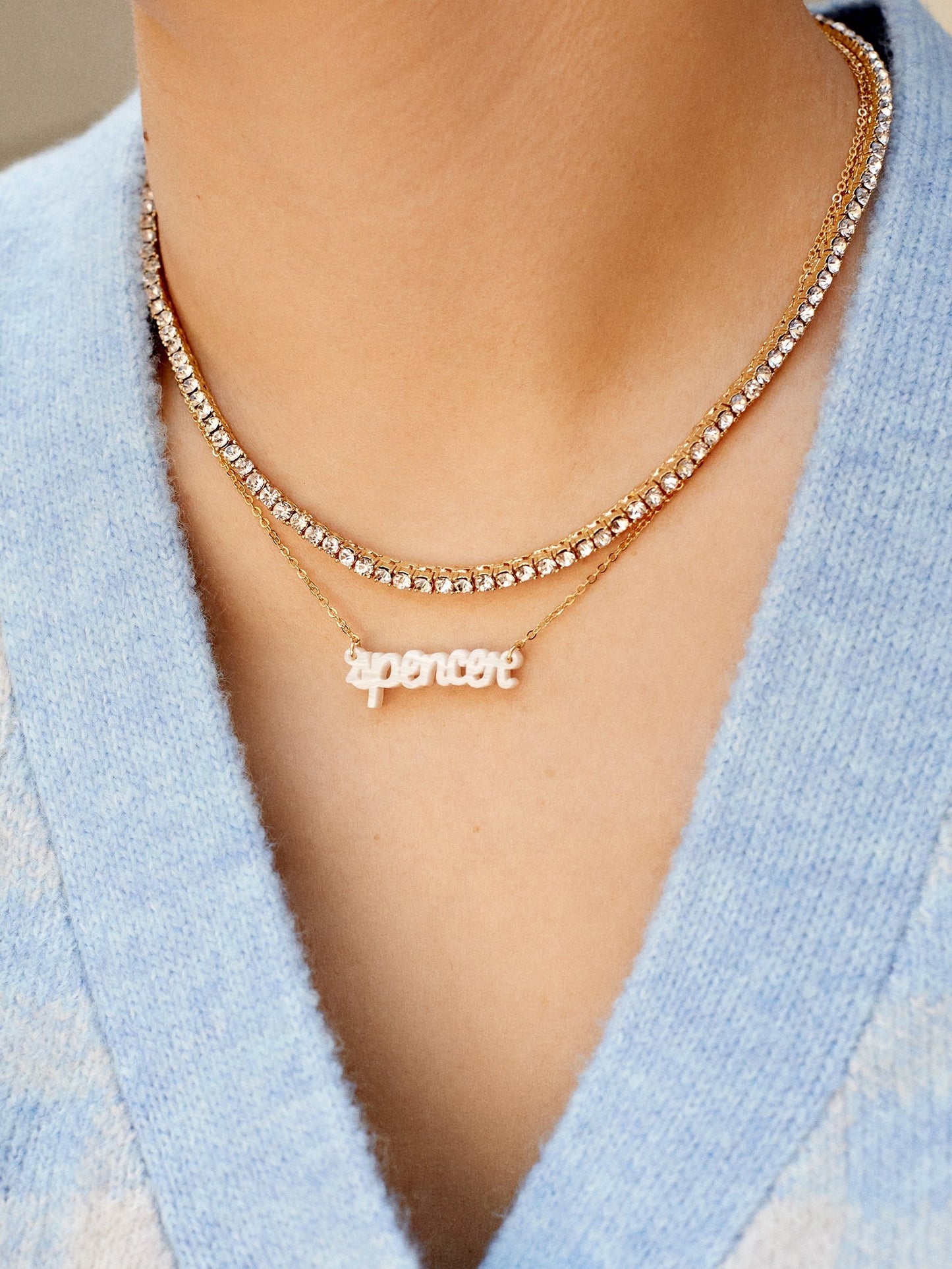 Acrylic Custom Nameplate Necklace - Gold