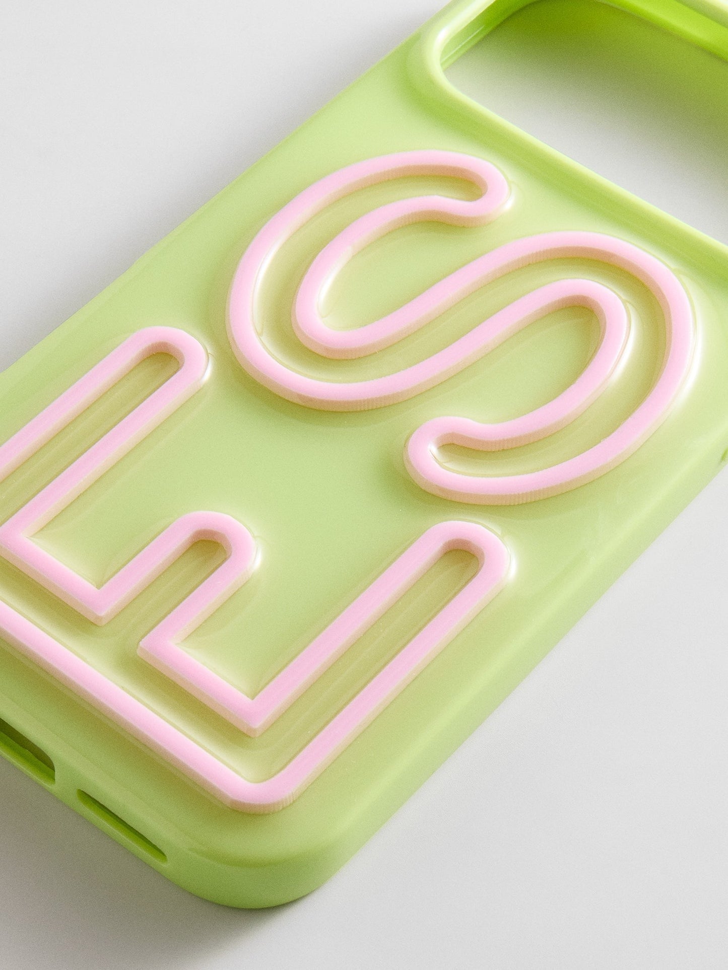 Fine Line Custom iPhone Case - Chartreuse/Light Pink