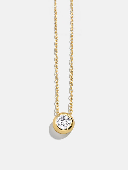 14K Gold Birthstone Pendant Necklace - Crystal
