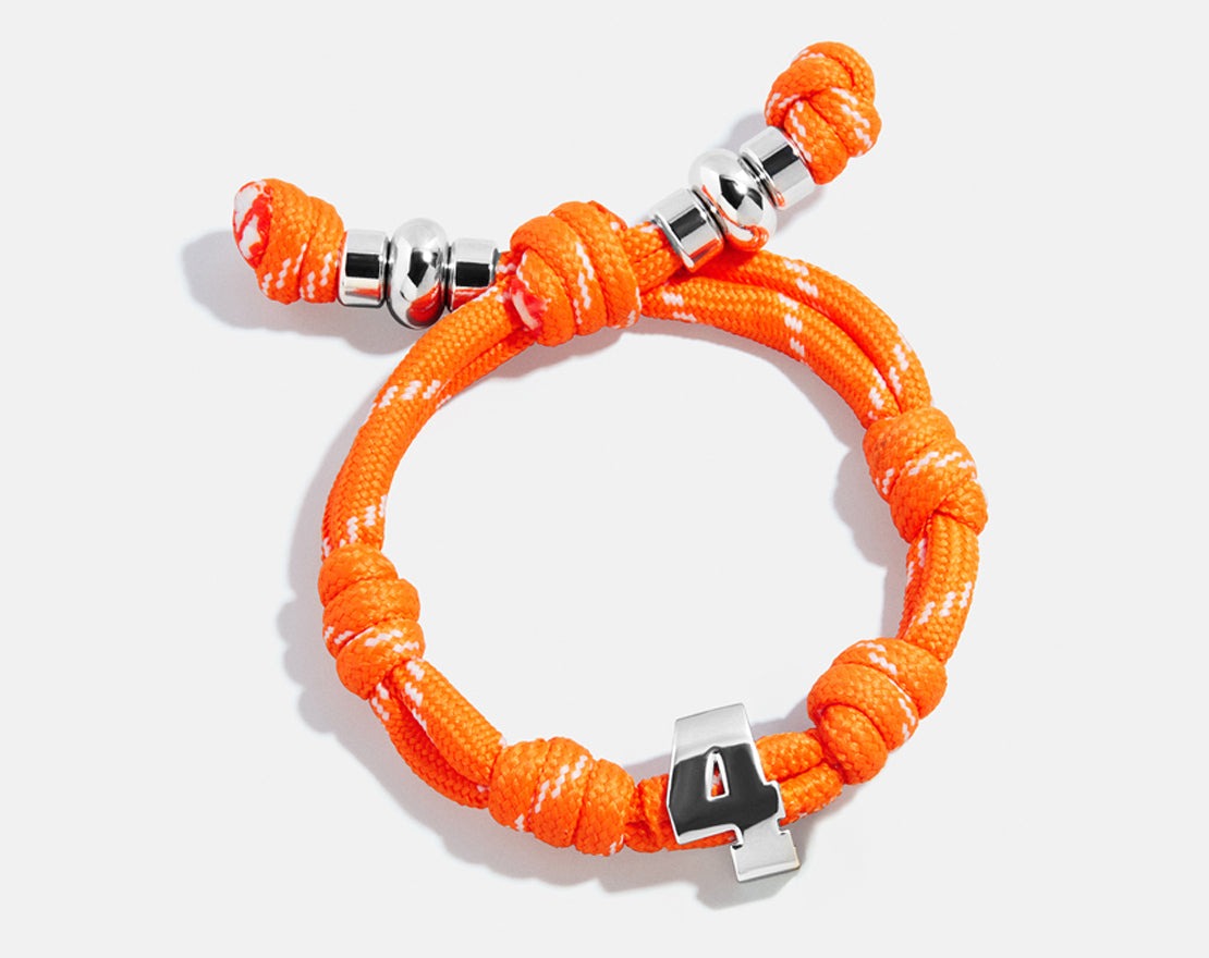 Knotty Varsity Number Custom Bracelet - Tangerine Single Digit