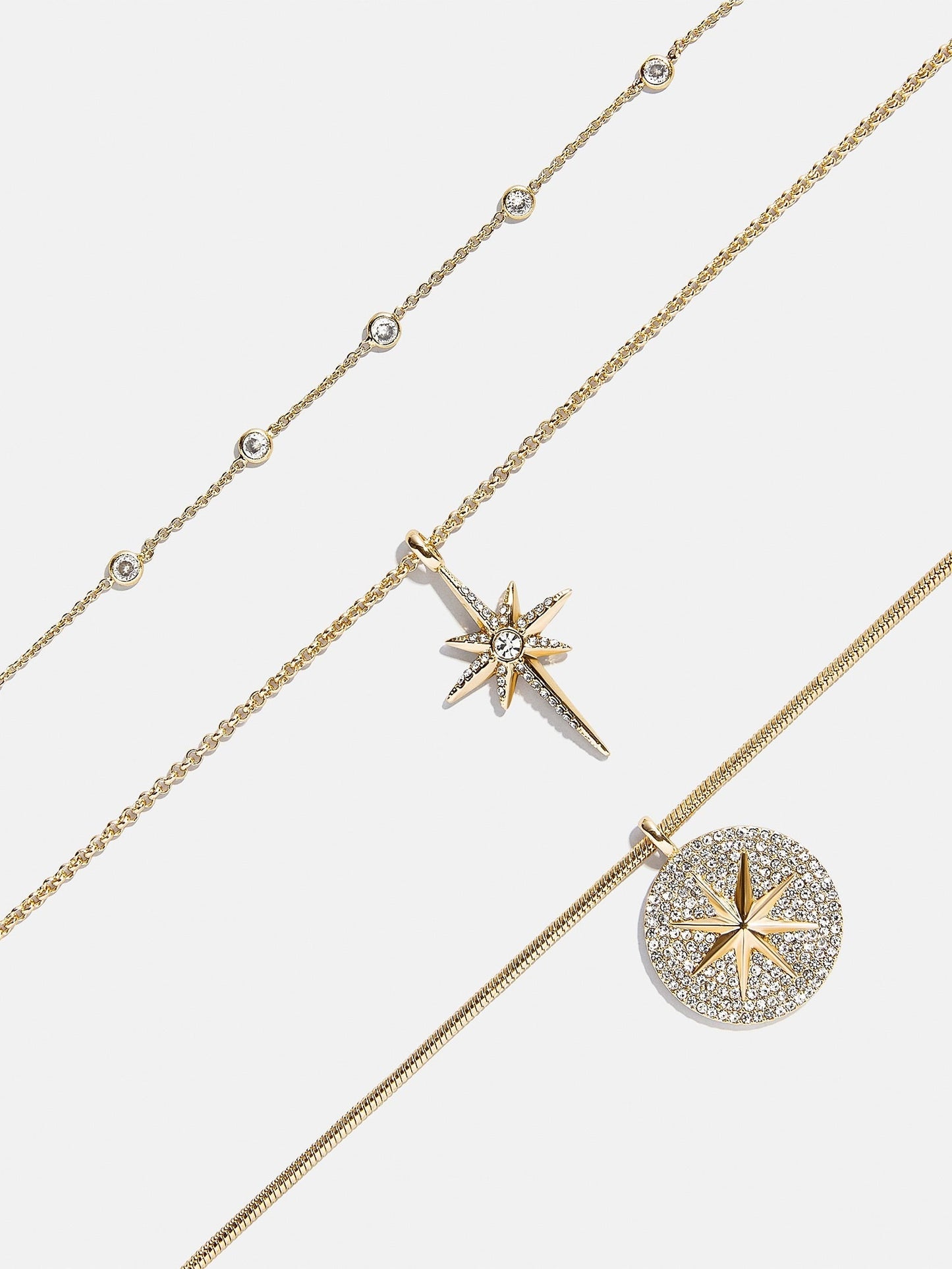 Lyra Celestial Layered Necklace - Gold/Pavé