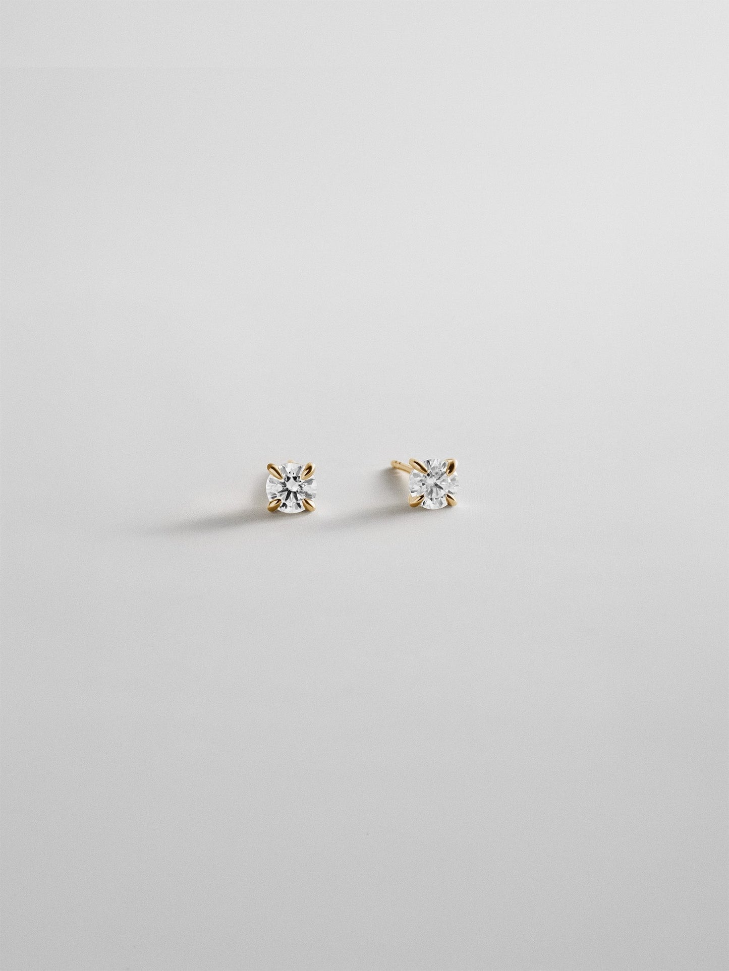 Debra 14K Gold Earrings - Round Stone