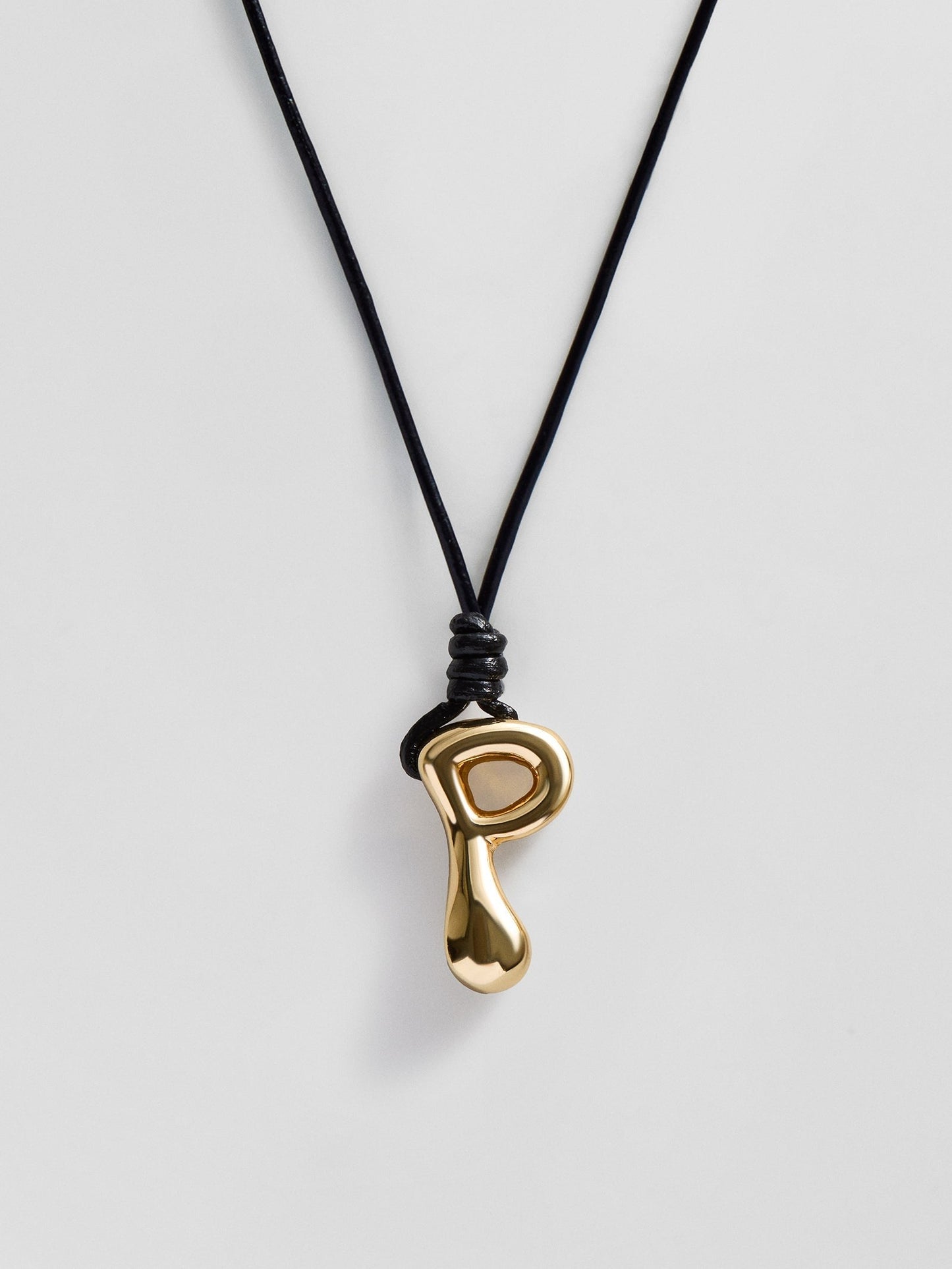 Cord Initial Necklace - Gold