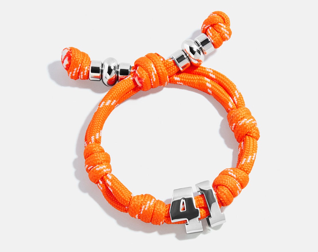 Knotty Varsity Number Custom Bracelet - Tangerine Double Digit