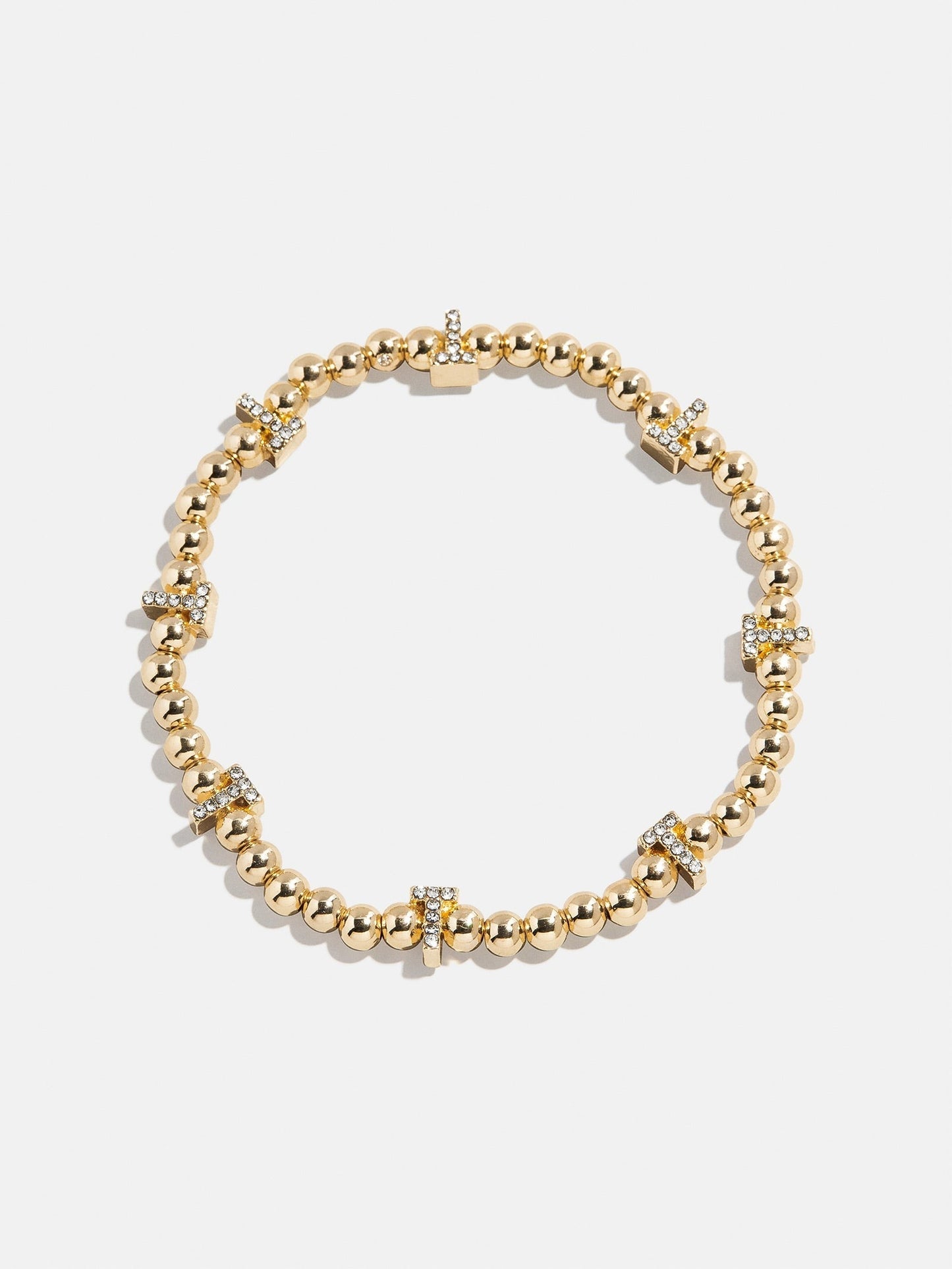 Gold/Pavé Repeating Initial Pisa Bracelet - T