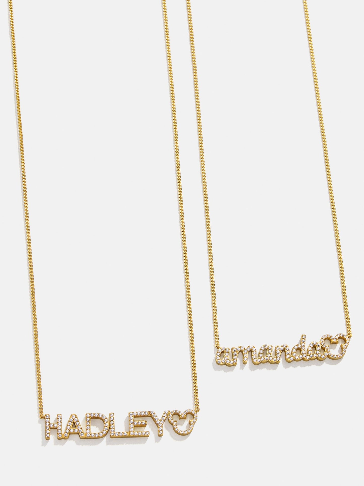 Disney Mickey Mouse 14K Gold Plated Sterling Silver Custom Nameplate Necklace - Gold/Pavé