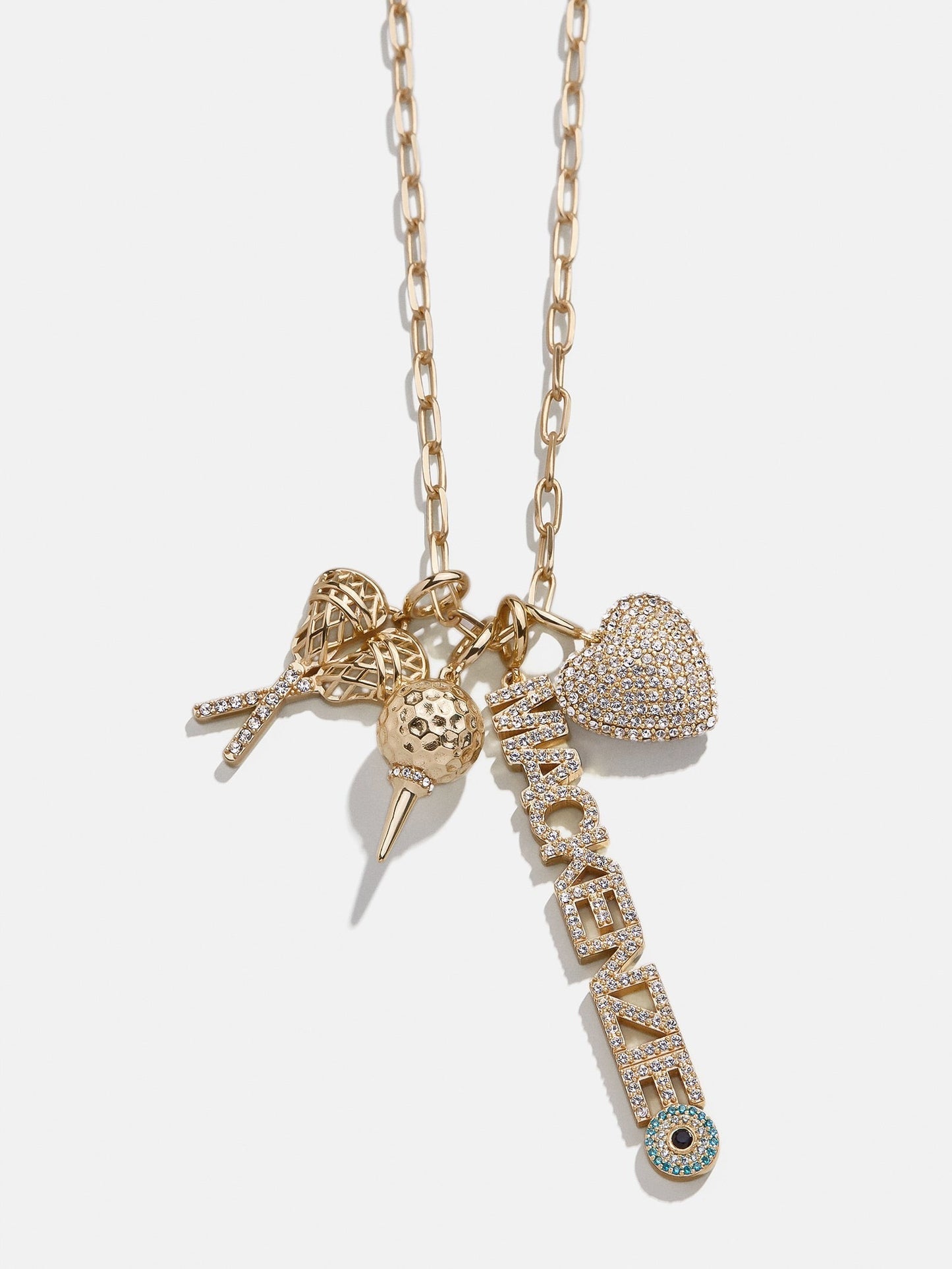 Motif Custom Nameplate Charm - Gold/Pavé