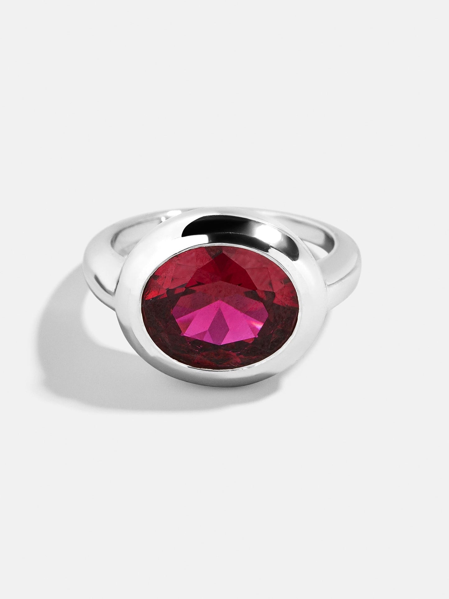 Silver Cubic Zirconia Custom Birthstone Ring - Ruby