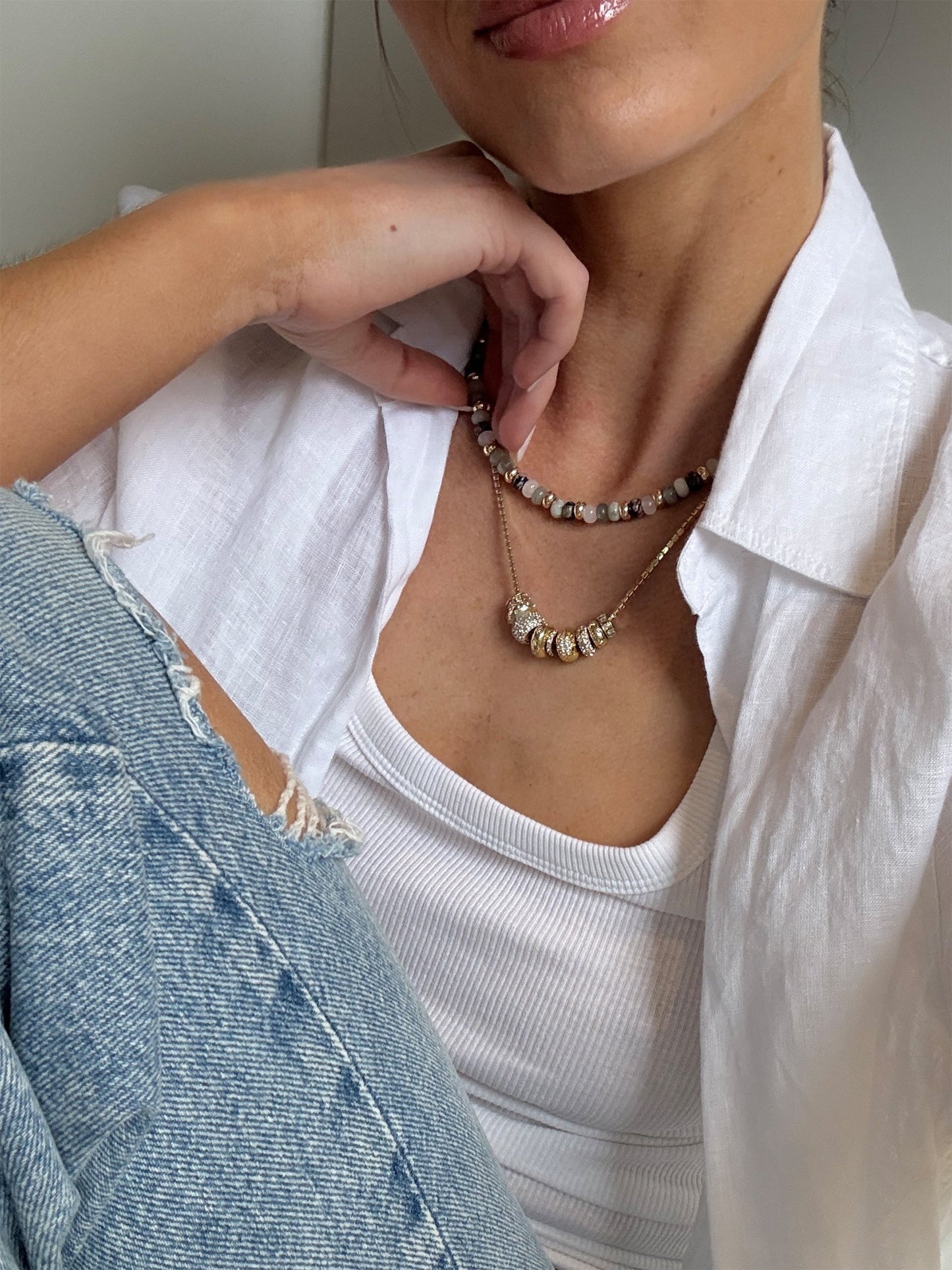 Danica Celestial Charm Necklace - Gold/Pavé