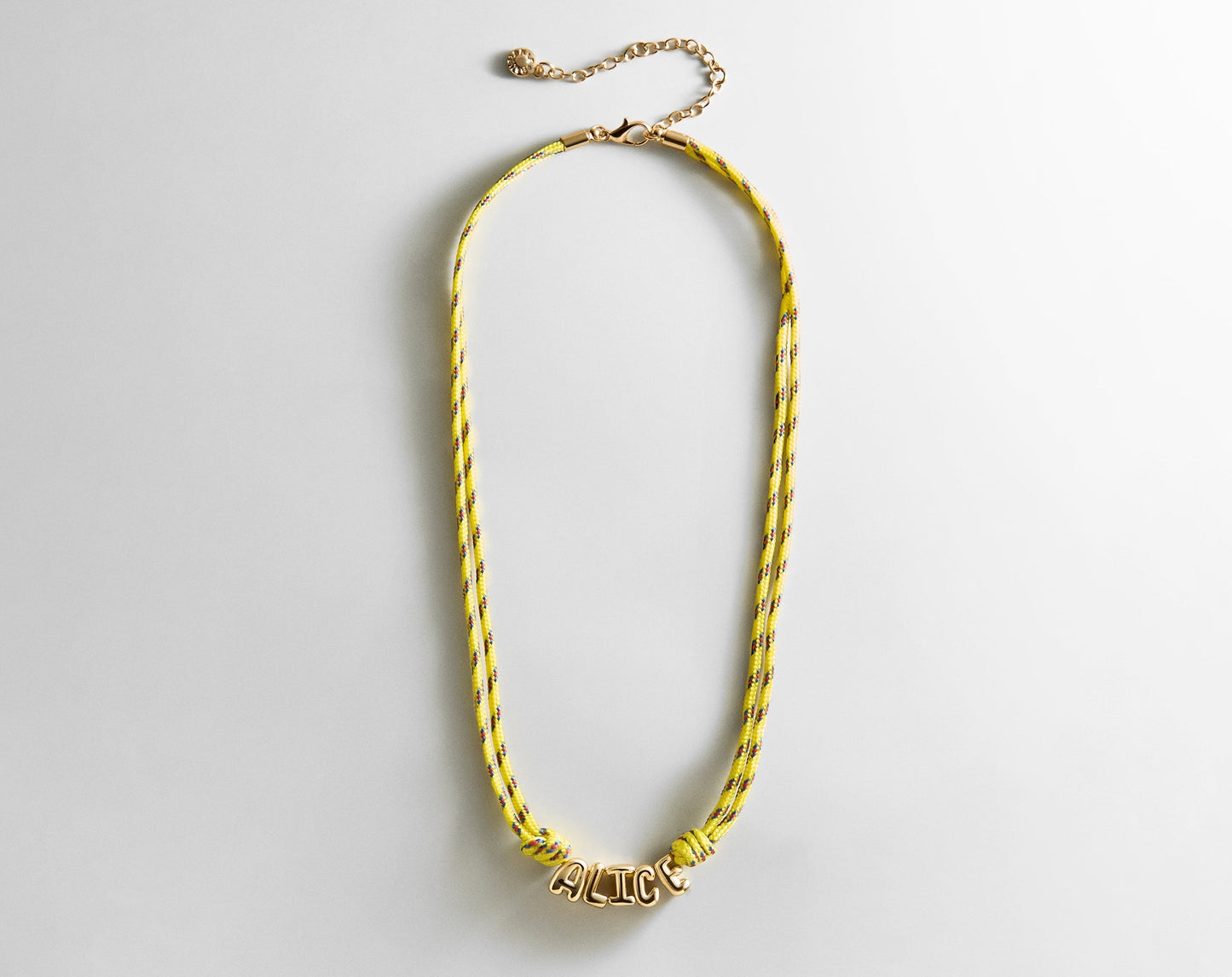 Bubble Letter Custom Paracord Necklace - Bright Yellow
