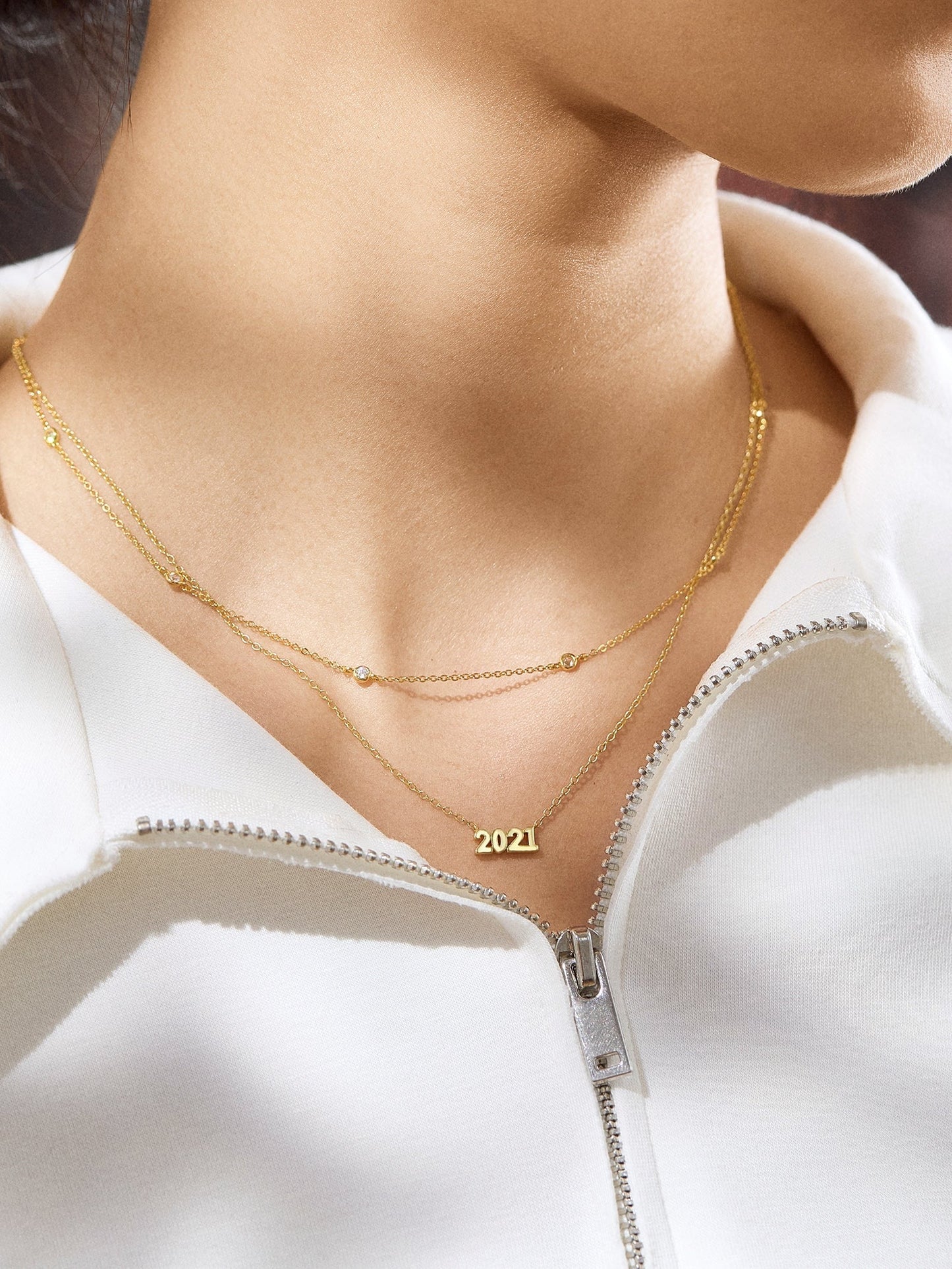 14K Gold Block Font Custom Number Necklace - Block Font Numbers