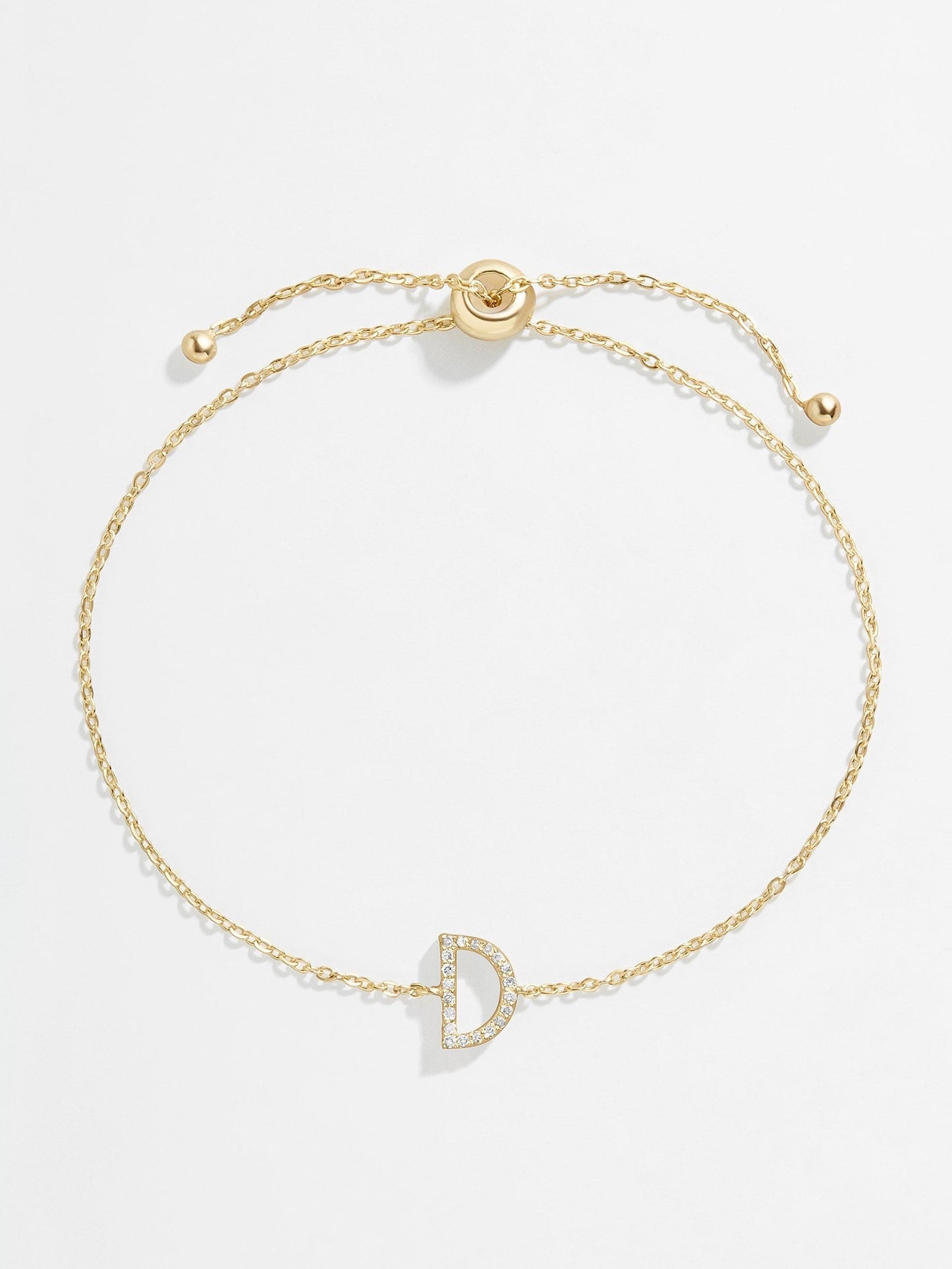 14K Gold & Diamond Initial Bracelet - Gold/Pavé