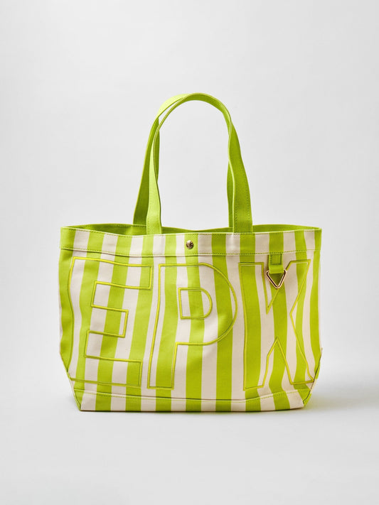 Striped Custom Alpha Tote - Custom Keylime