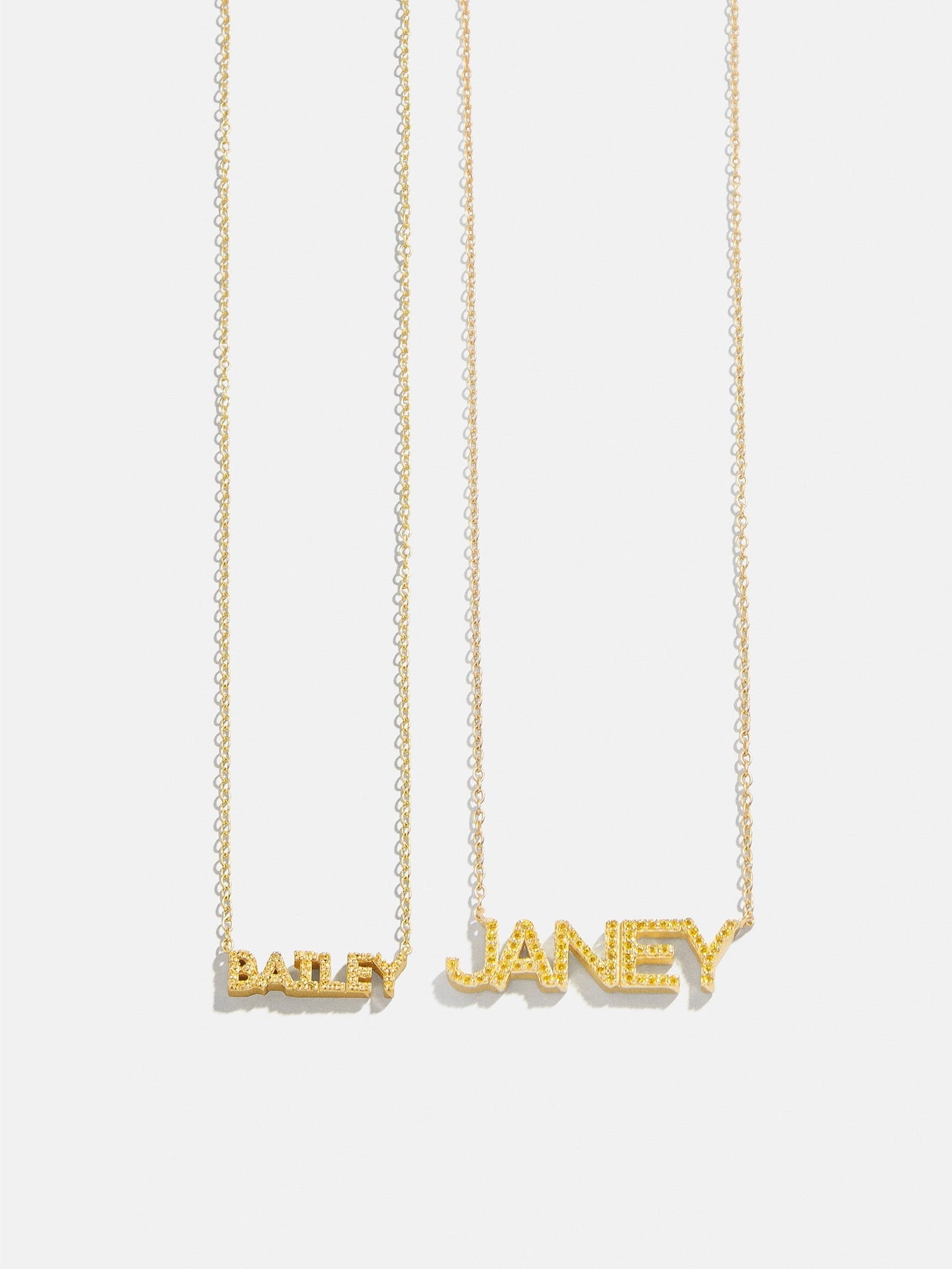14K Gold Birthstone Custom Nameplate Necklace - Topaz