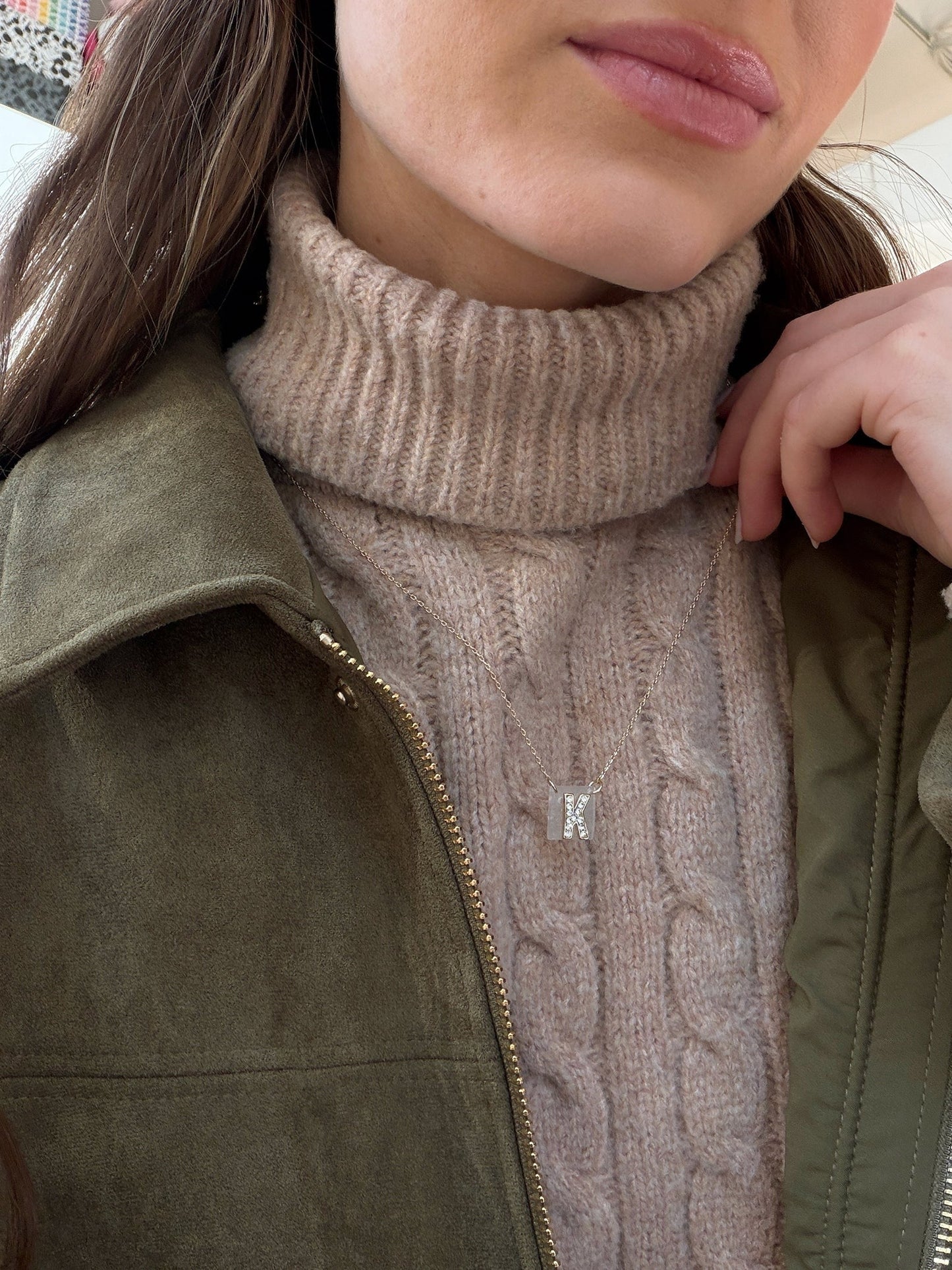 Clementine Initial Necklace - Gold/Pavé