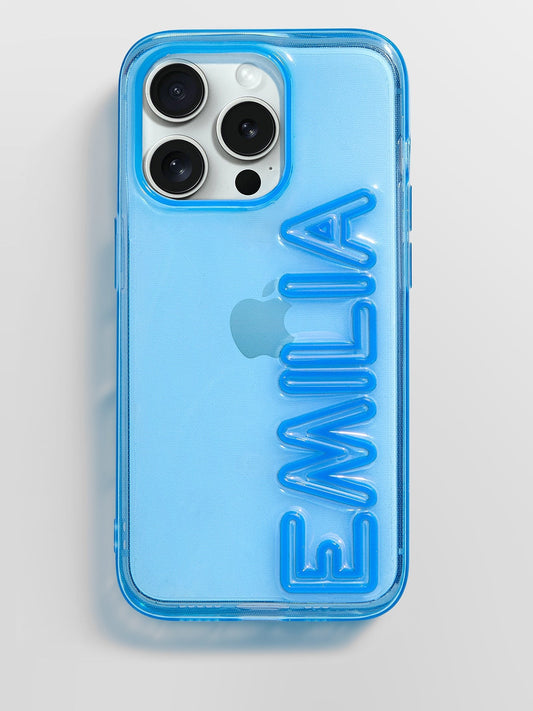 Fine Line Custom iPhone Case - Transparent Blue/Transparent Blue