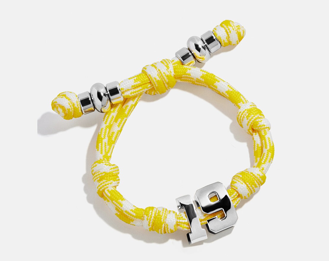 Knotty Varsity Number Custom Bracelet - Bright Yellow Double Digit