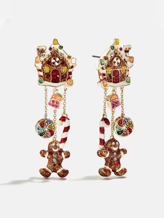 Santa's Favorite Earrings - Gingerbread House