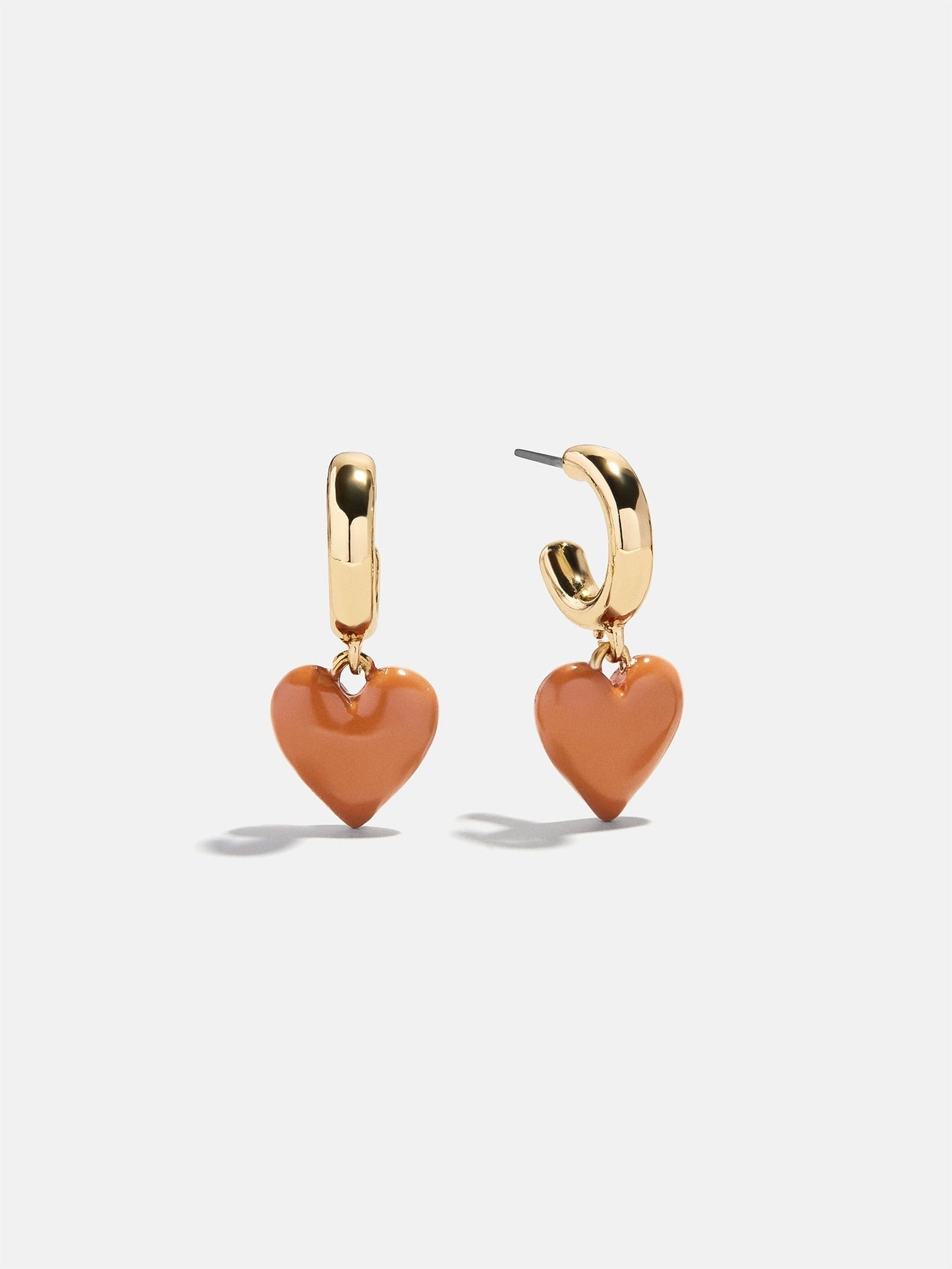 Game Day Heart Drop Earrings - Brown