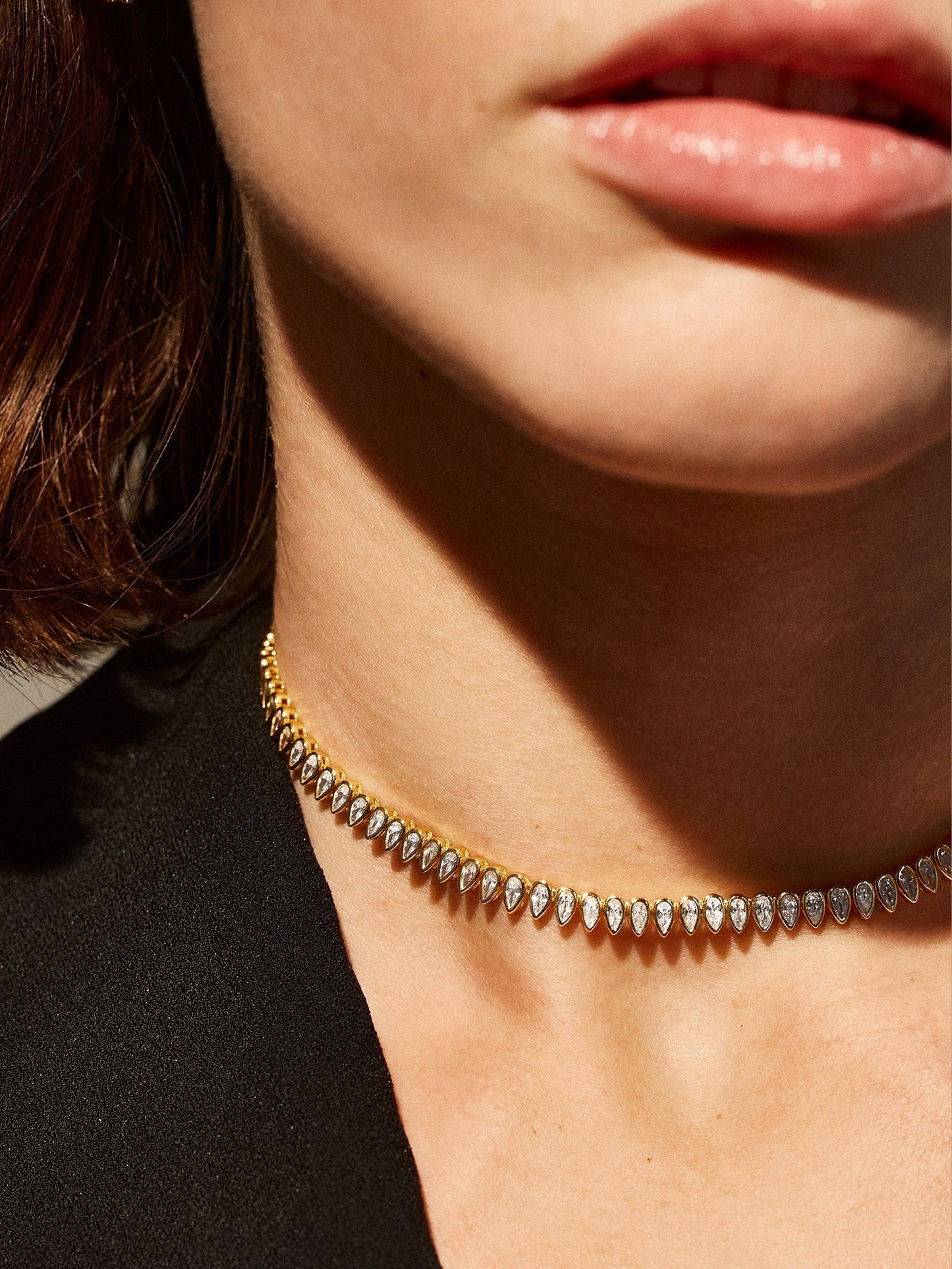 Julia 14K Gold Adjustable Tennis Necklace - Gold/Pavé