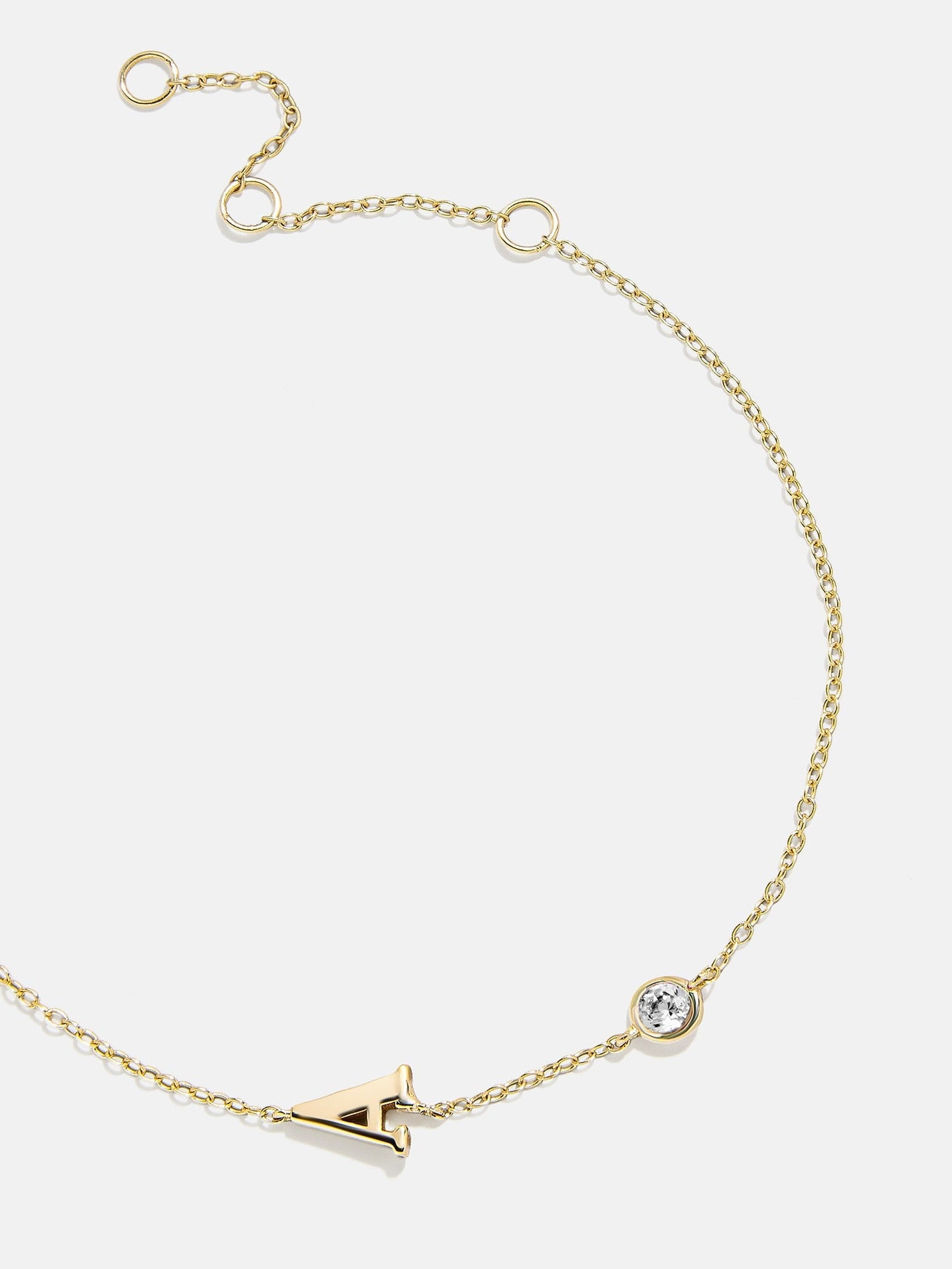 14K Gold Initial Birthstone Custom Bracelet - Crystal