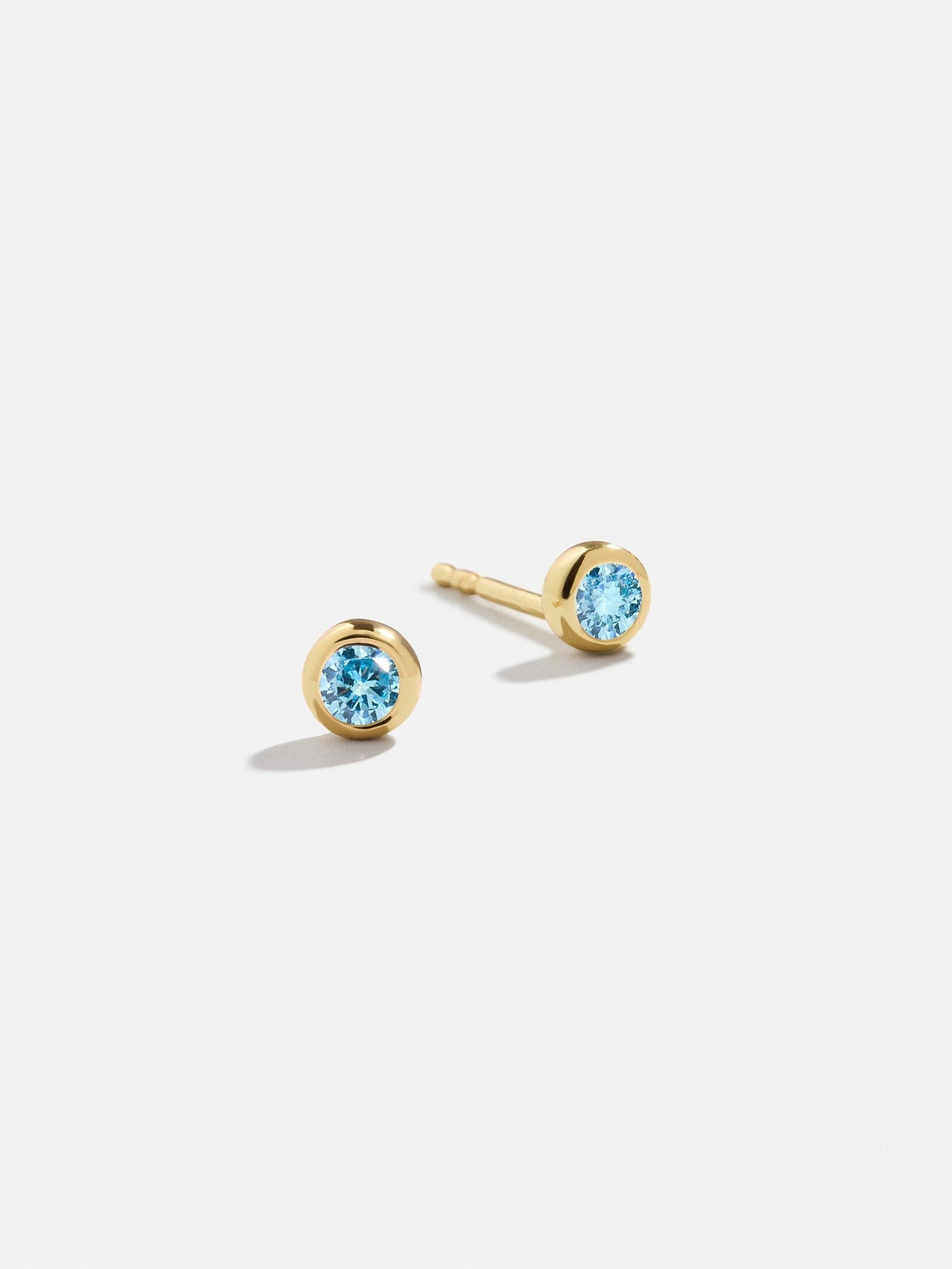 14K Gold Birthstone Stud Earrings - Aquamarine