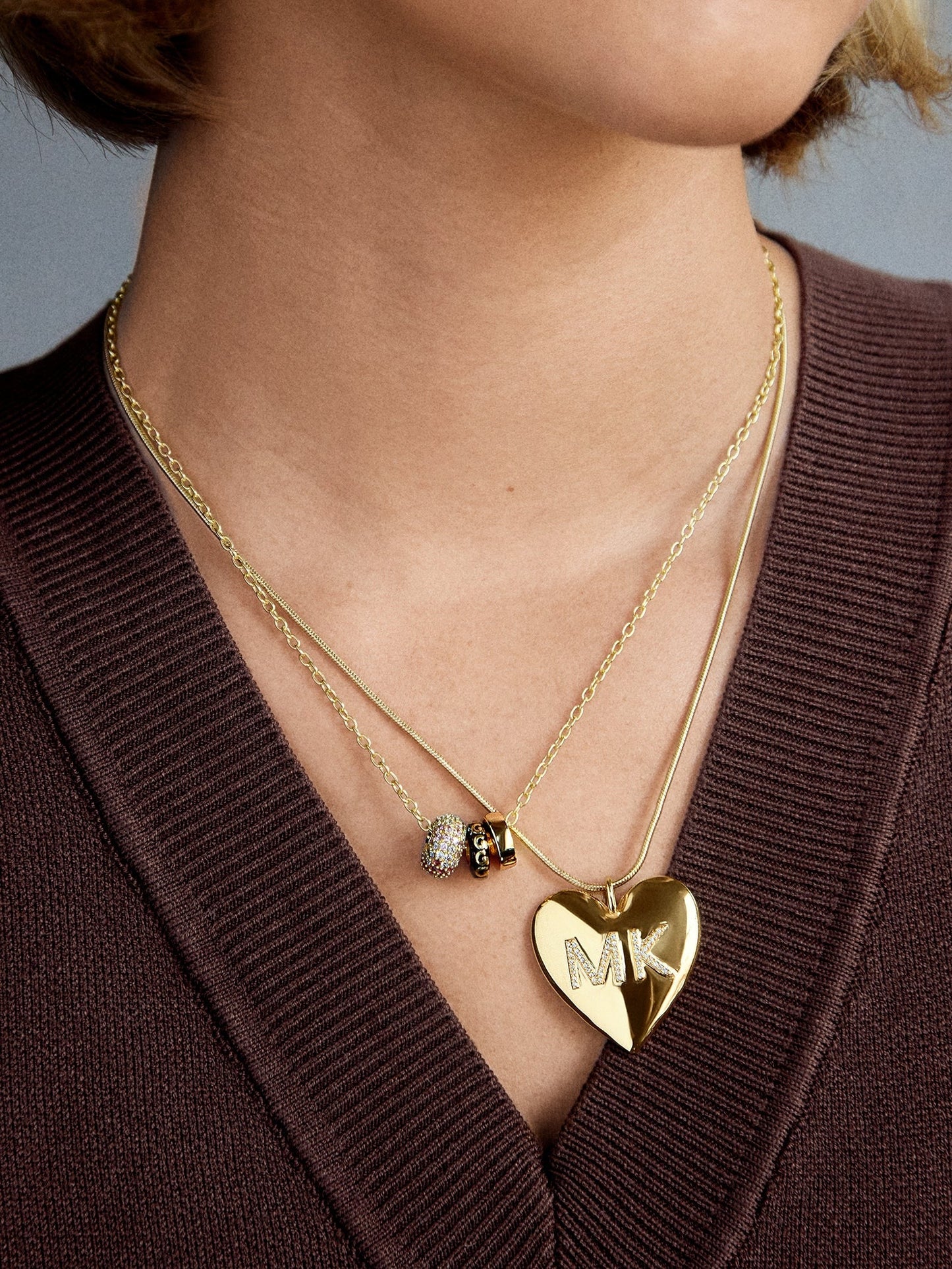Millie Bubble Heart Custom Initial Necklace - Purple
