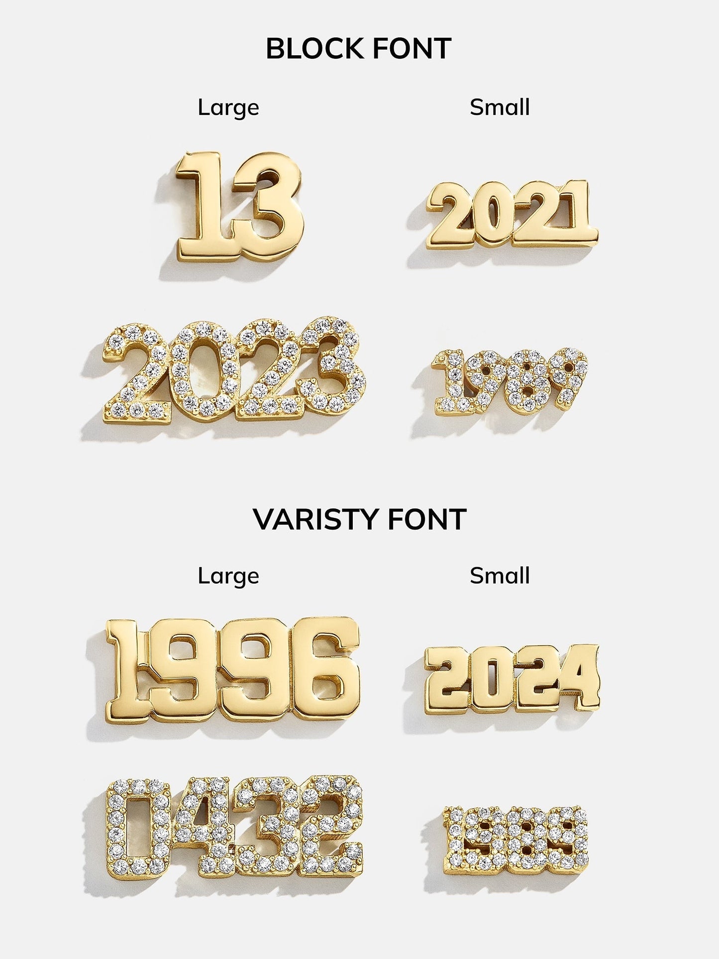 14K Gold Block Font Custom Number Necklace - Block Font Numbers