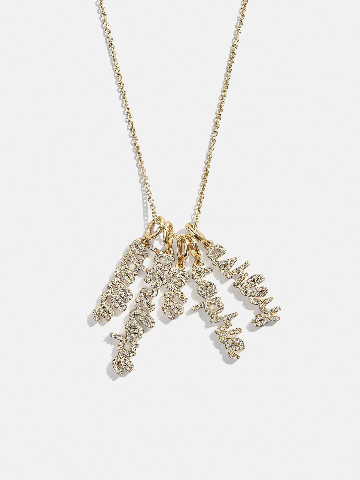 Mini Pavé Script Cluster Custom Nameplate Necklace - 5 Names