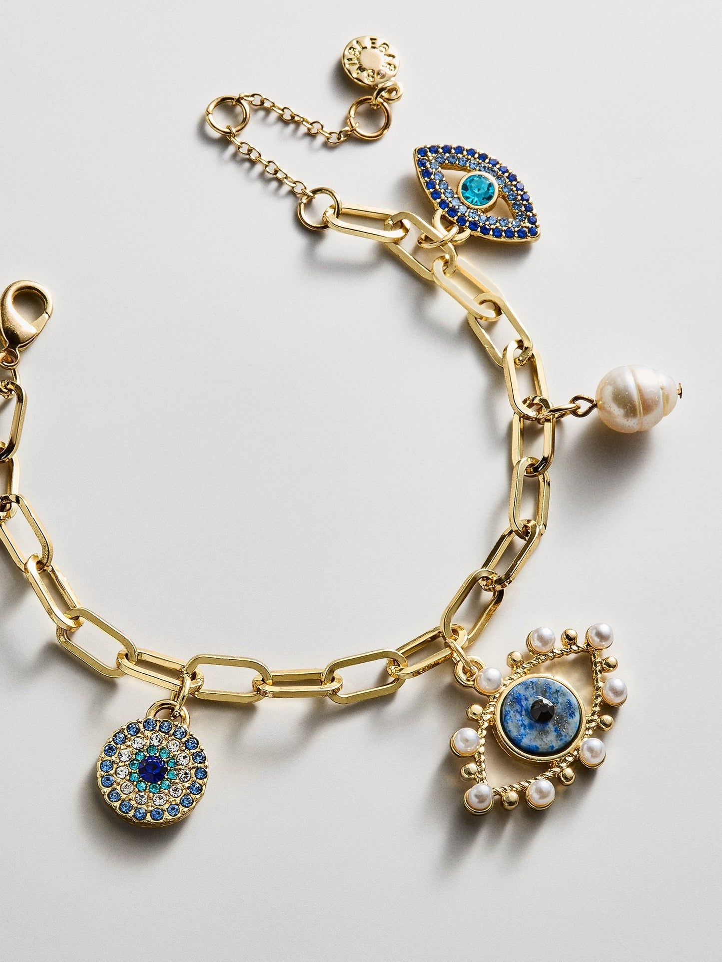 Evil Eye Charm Bracelet - Gold/Blue
