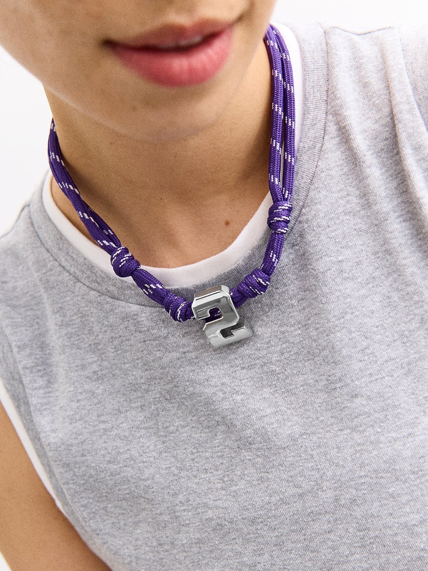 Knotty Varsity Custom Necklace - Purple Double Digit