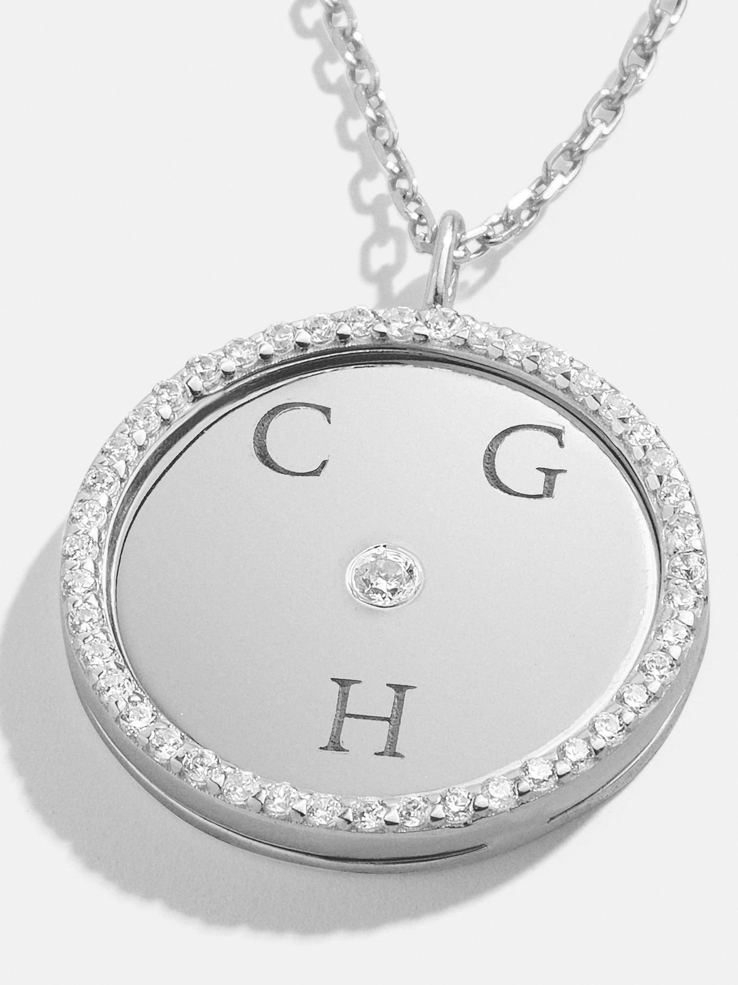 Classic Sterling Silver Custom Medallion Necklace - Pavé/Silver