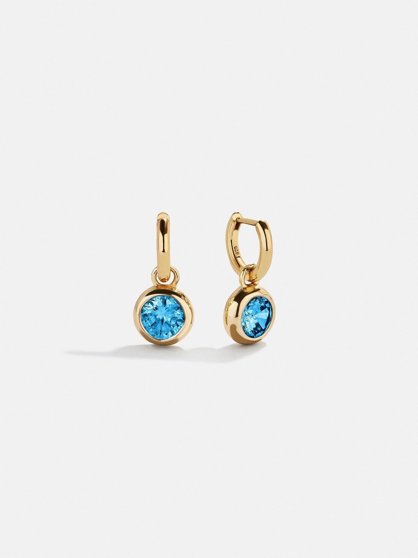 14K Gold Birthstone Drop Earrings - Blue Zircon