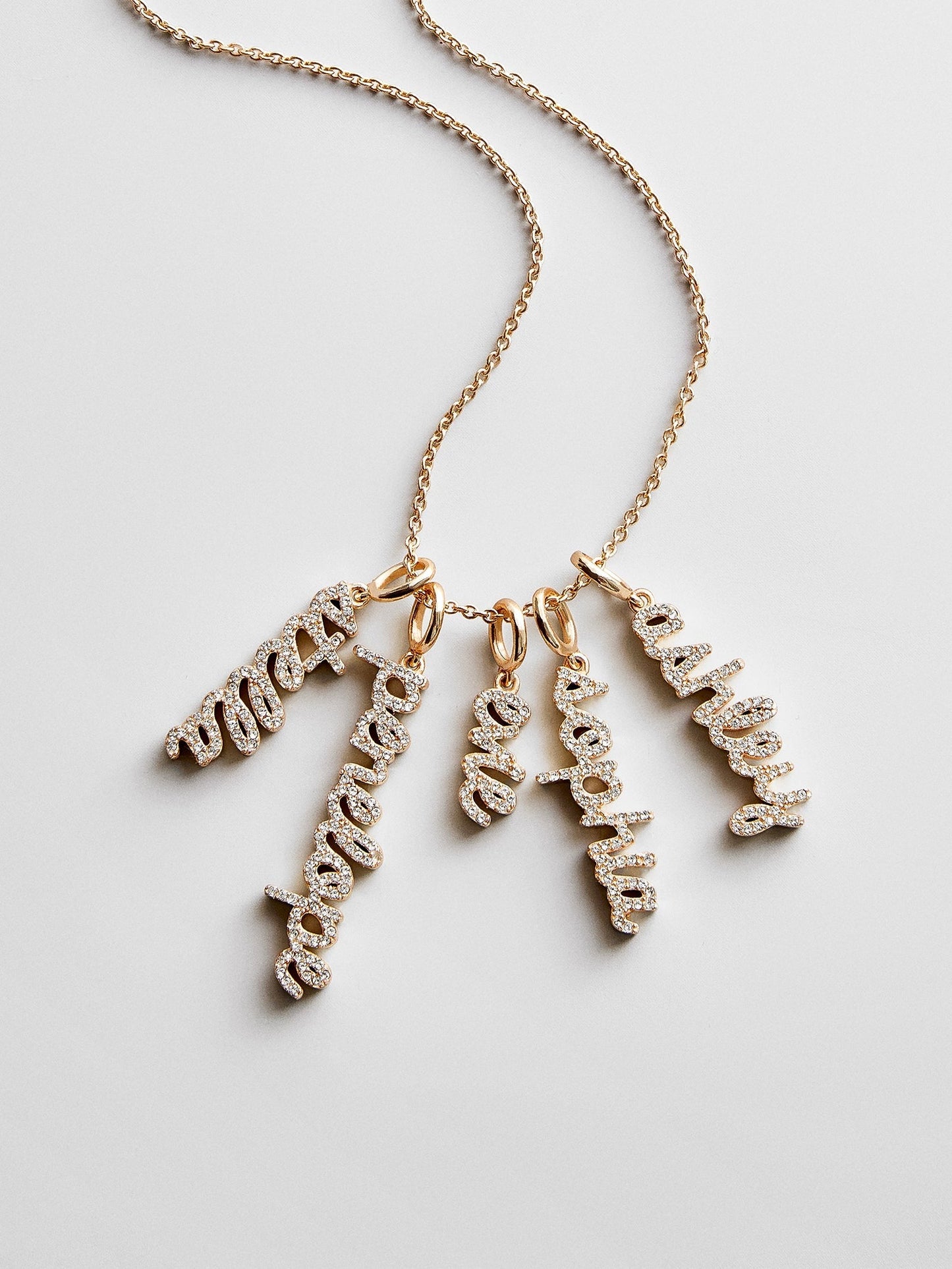 Mini Pavé Script Cluster Custom Nameplate Necklace - 1 Name