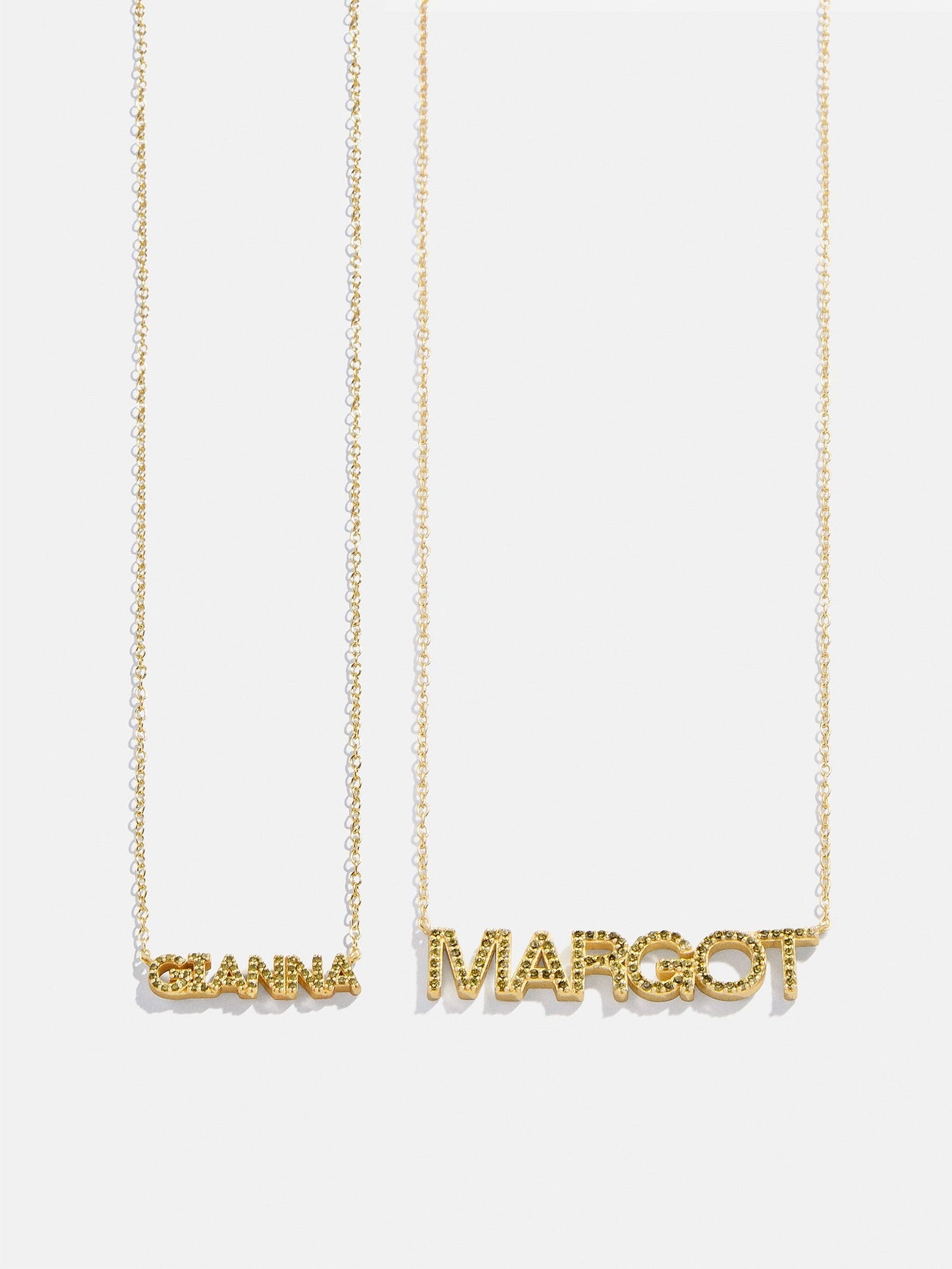 14K Gold Birthstone Custom Nameplate Necklace - Peridot