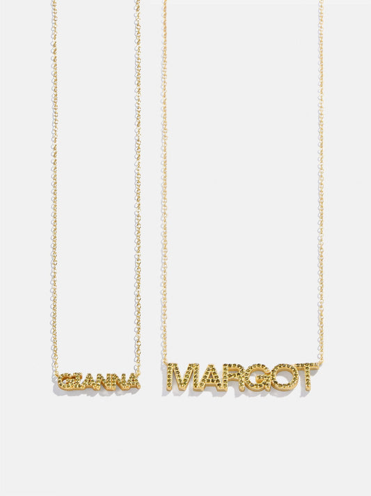 14K Gold Birthstone Custom Nameplate Necklace - Peridot