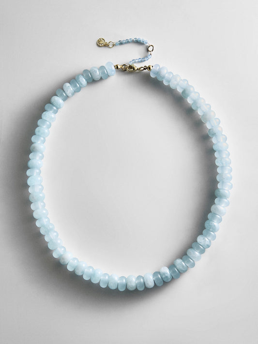 Joyce Semi-Precious Beaded Necklace - Blue Lace Agate
